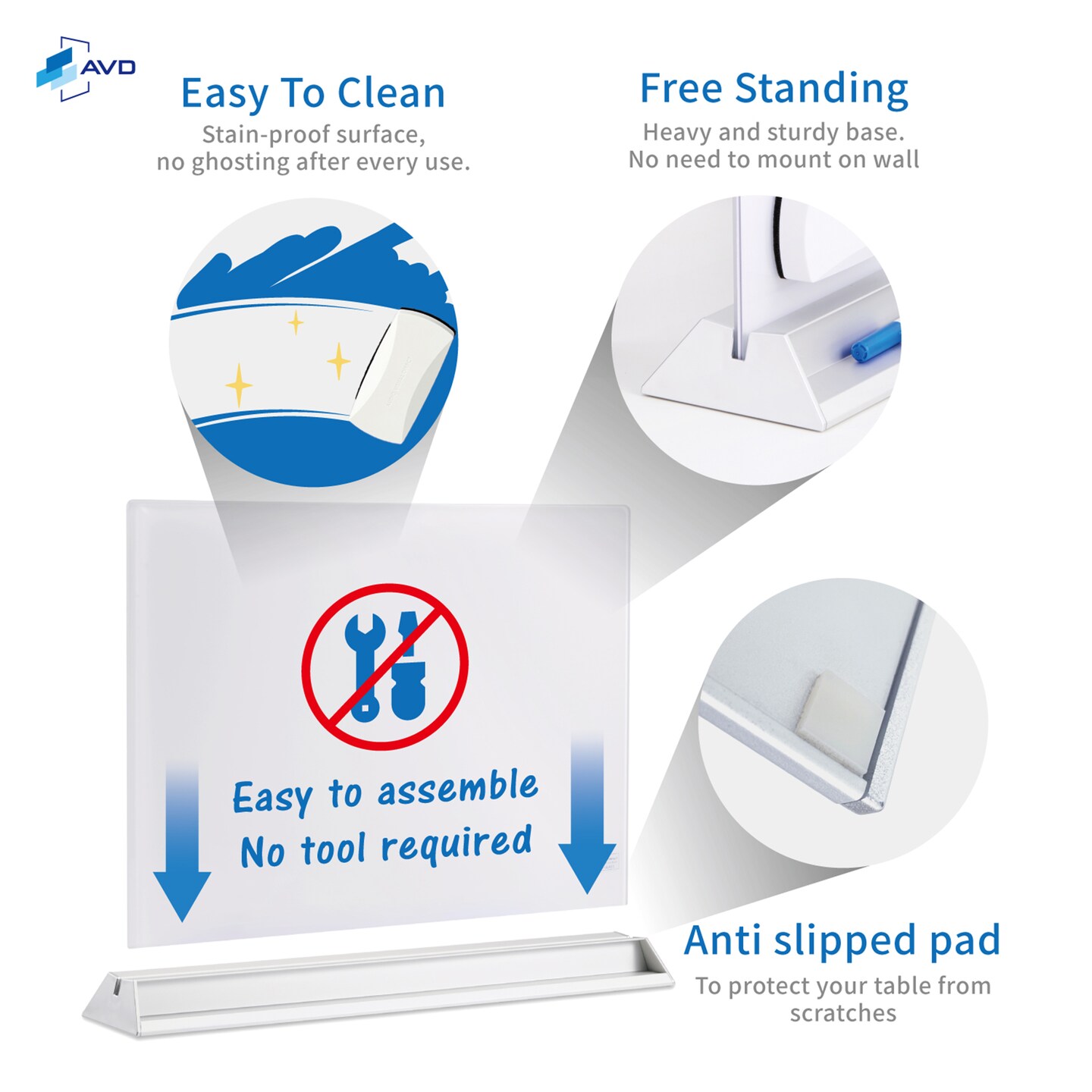 Audio-Visual Direct Magnetic Desktop Memo White Board Planner for Reception & Office