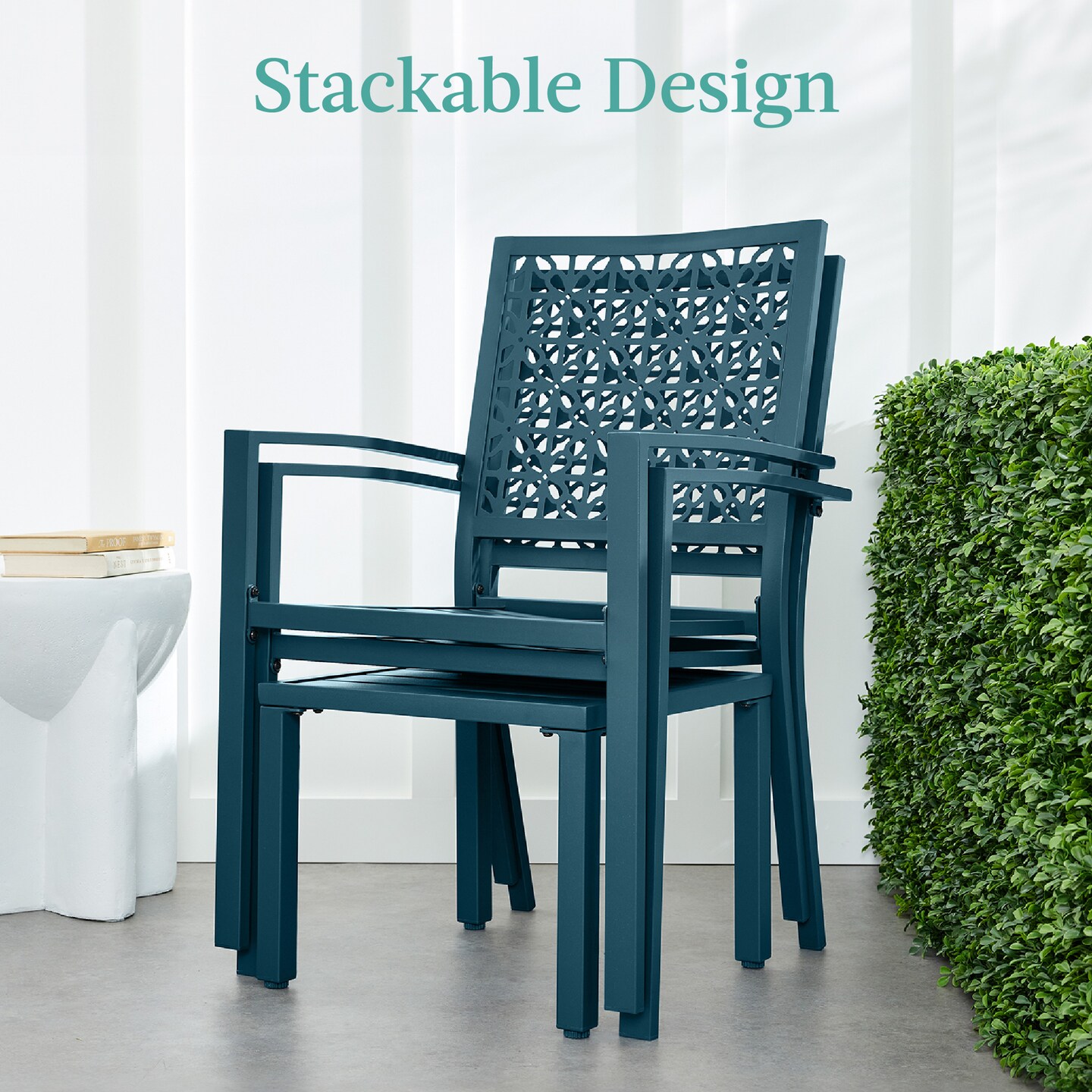 Best Choice Products 3-Piece Stackable Patio Bistro Set, Outdoor Chat Furniture w/ 2 Chairs, Table