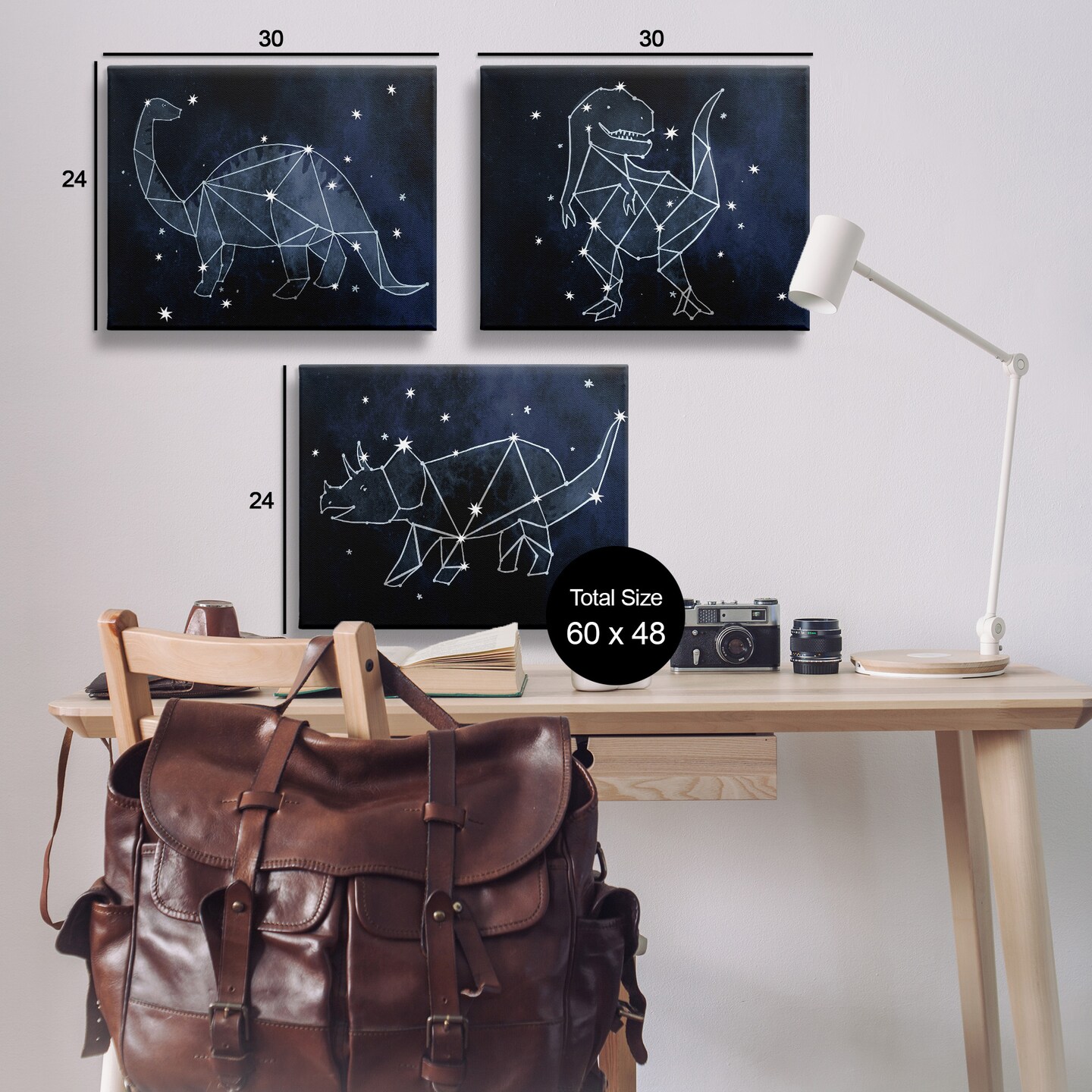 Stupell Industries Night Sky Dinosaur Constellations Canvas Wall Art
