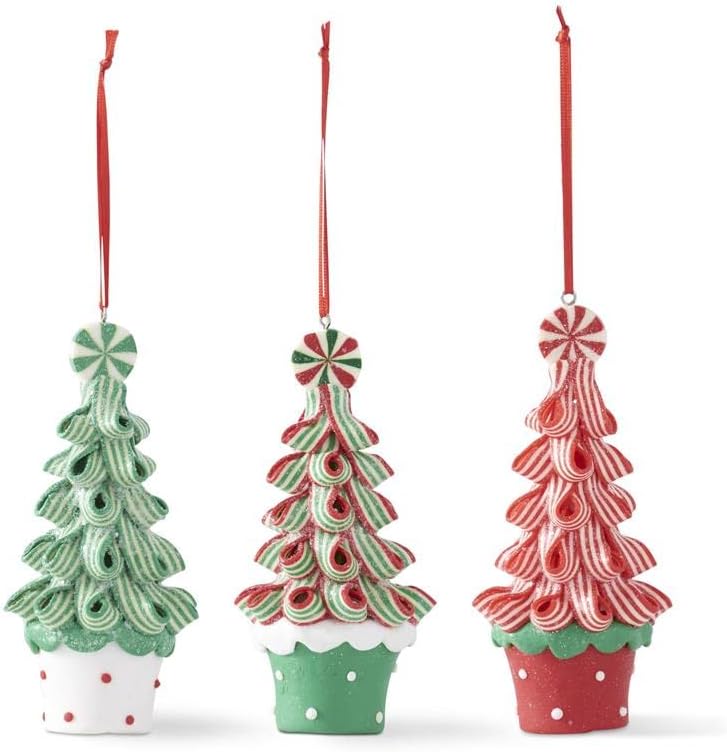 5.25&#x22; Candy Tree Ornaments Set of 3