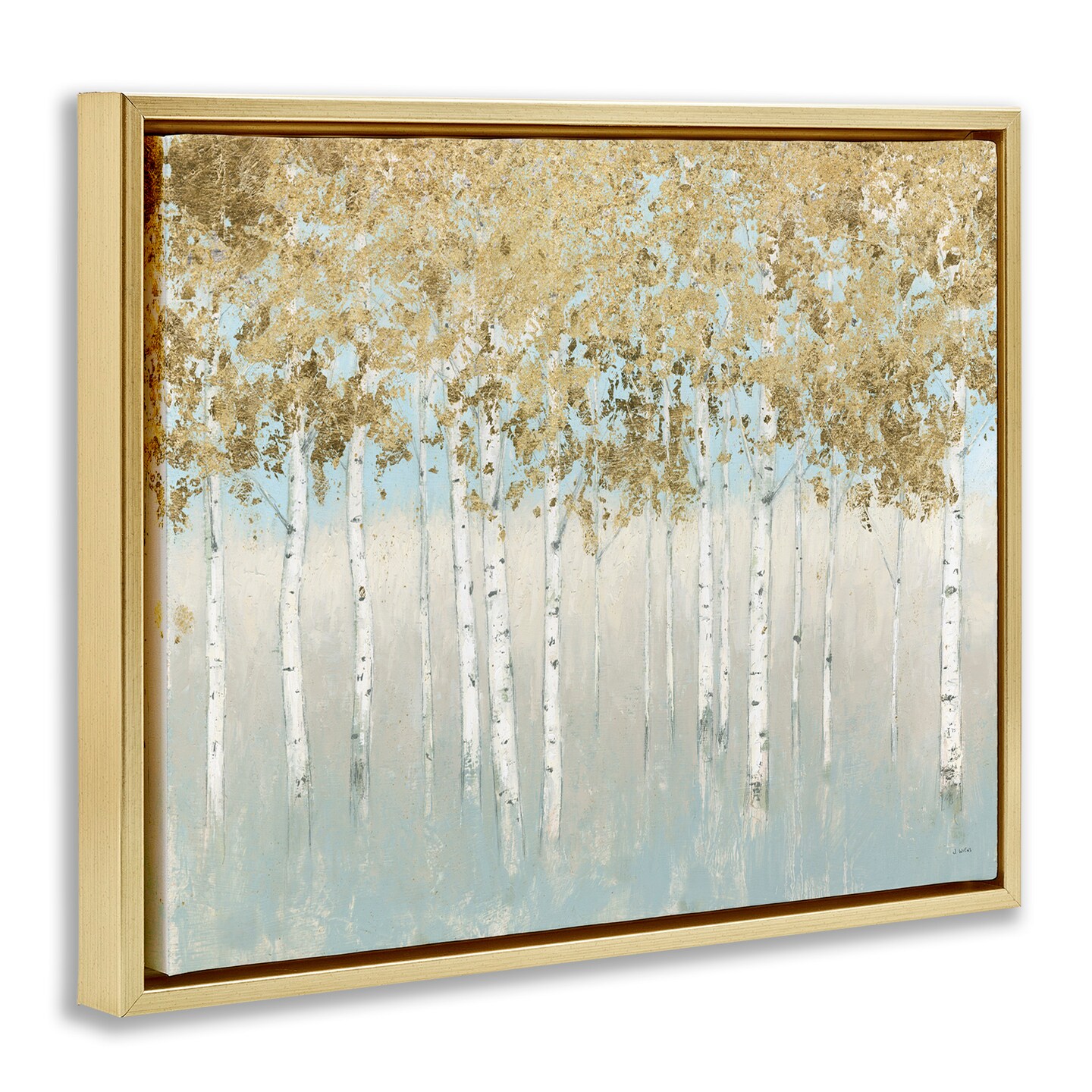 Stupell Industries Abstract Gold Tree Landscape Framed Floater Canvas Wall Art
