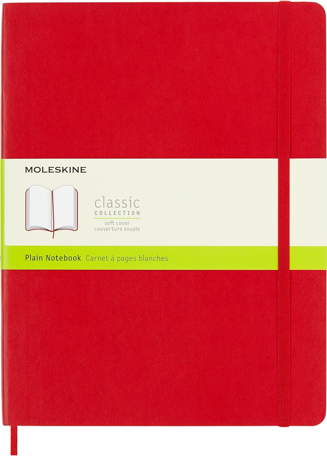 Classic Notebook, Soft Cover, XL (7.5&#x22; X 9.5&#x22;) Plain/Blank, Scarlet Red, 192 Pages