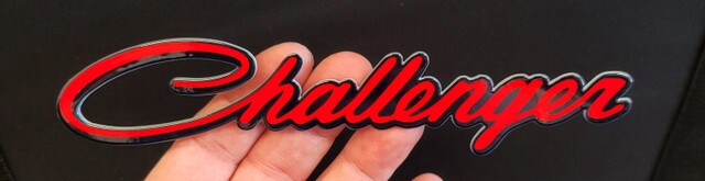 Dodge Challenger Script Emblem Garage Steel Sign - Red
