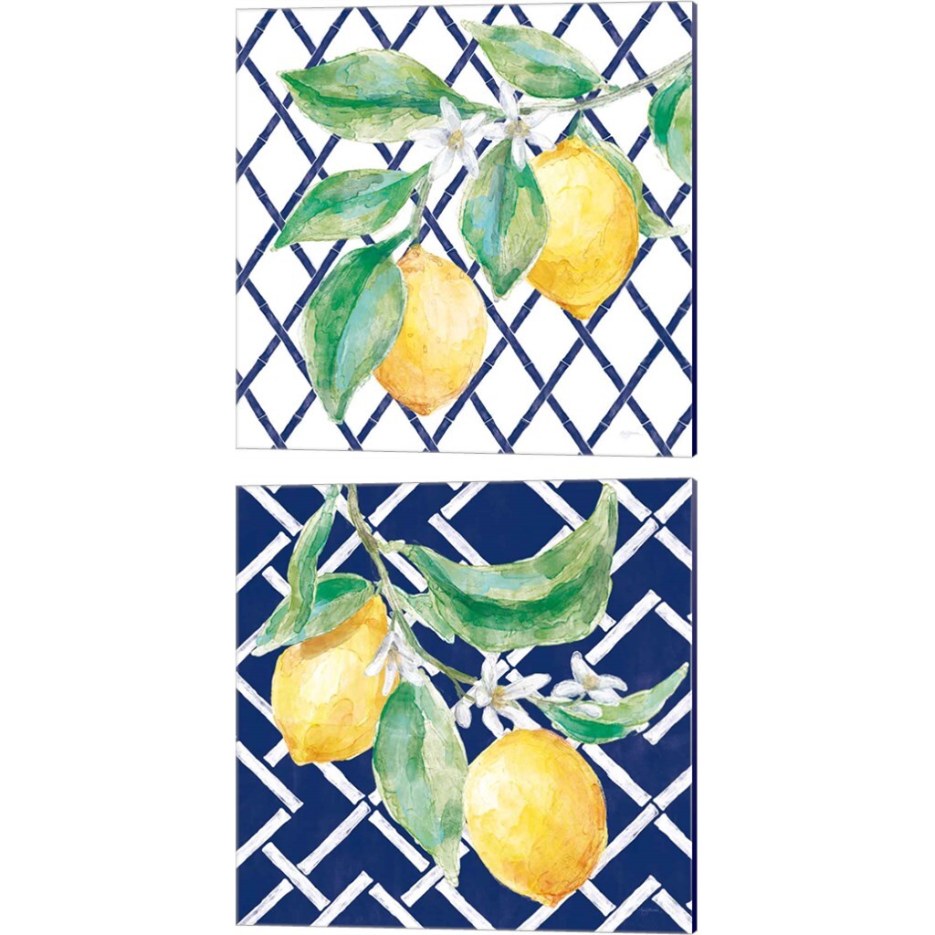 Everyday Chinoiserie Lemons by Mary Urban 14" x 14" Canvas Wall Art (Set of 2)