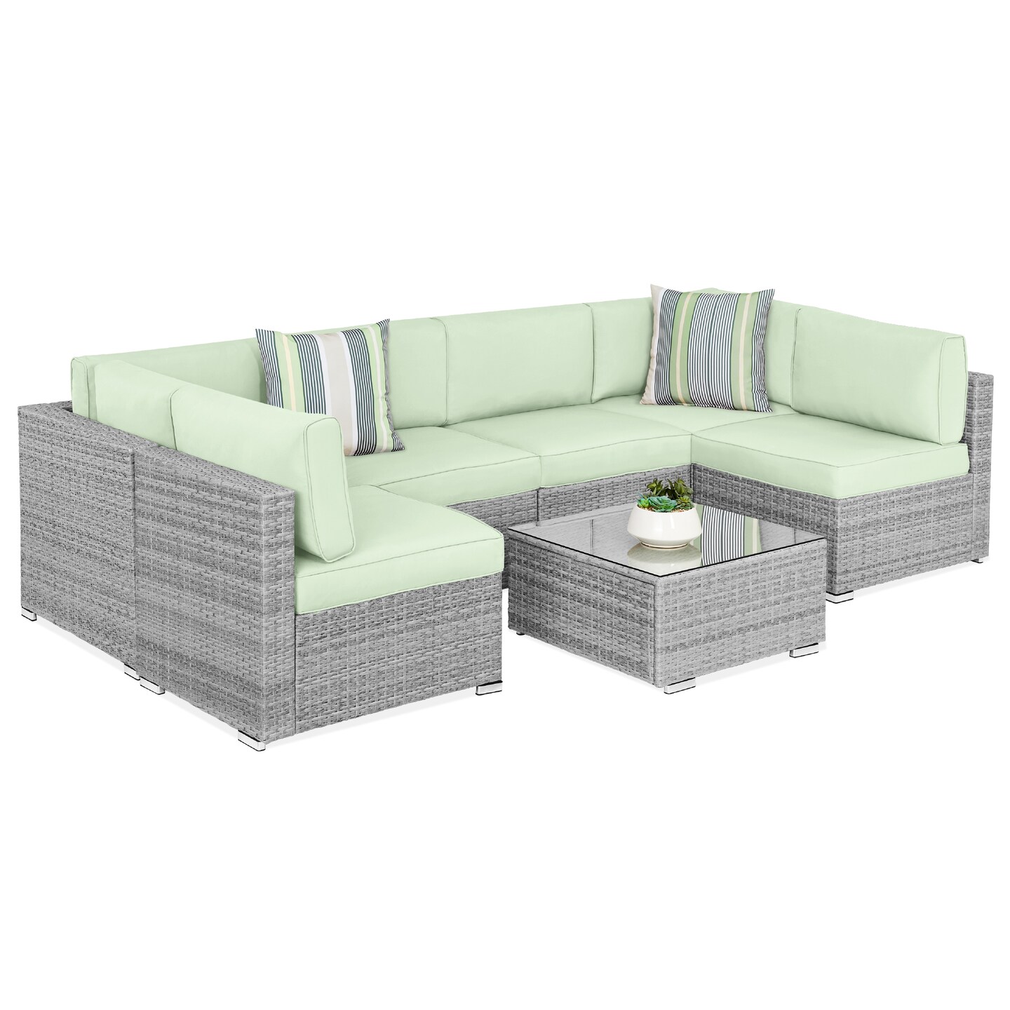 Best Choice Products 7-Piece Outdoor Modular Patio Conversation Furniture, Wicker Sectional Set