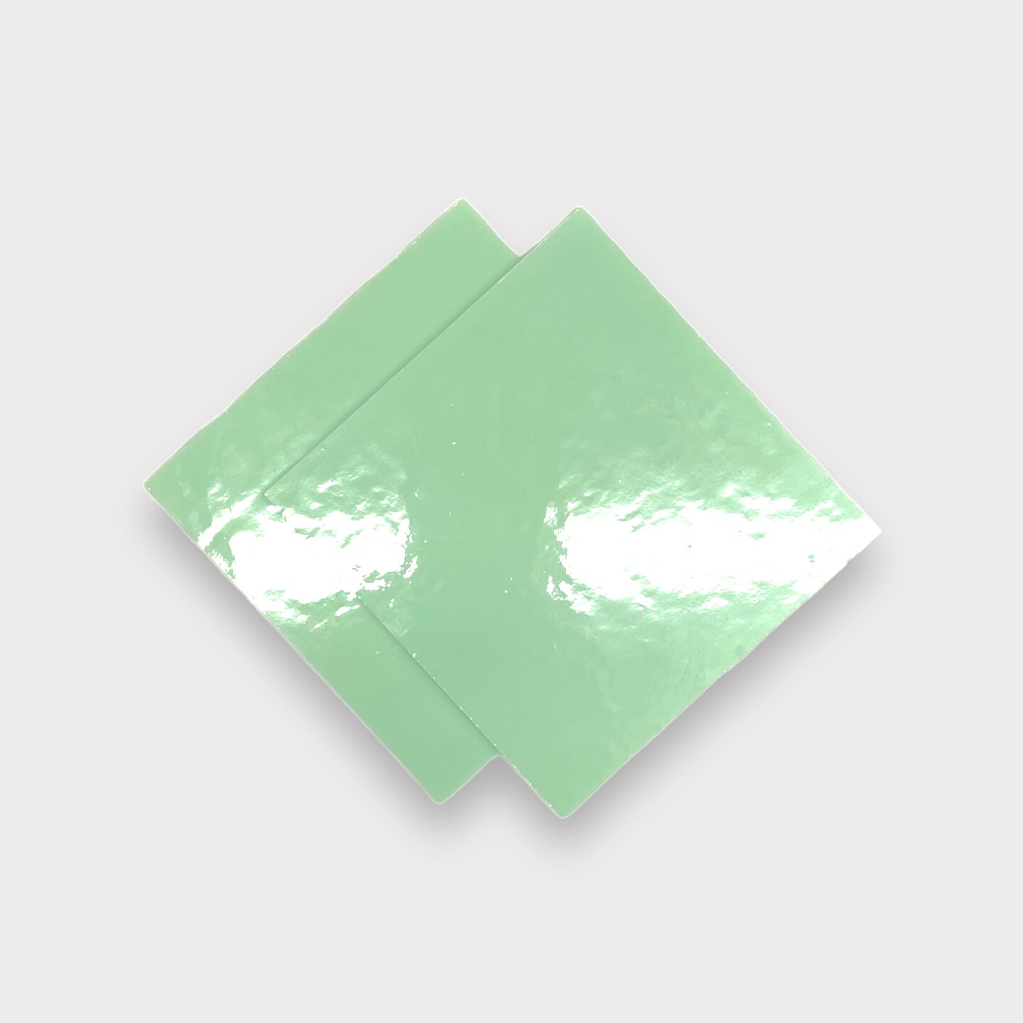 Pale Green Opaque COE 96 Fusible Glass Sheets / Mosaic Squares - 2 Pack