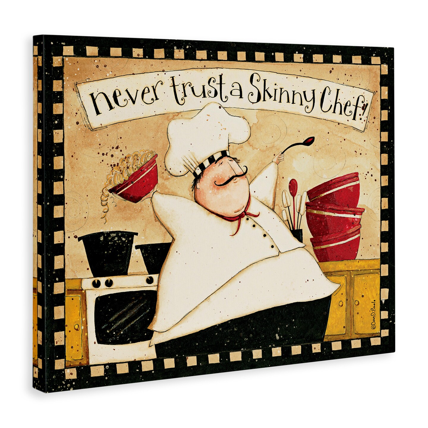 Stupell Industries Skinny Chef Funny Kitchen Canvas Wall Art