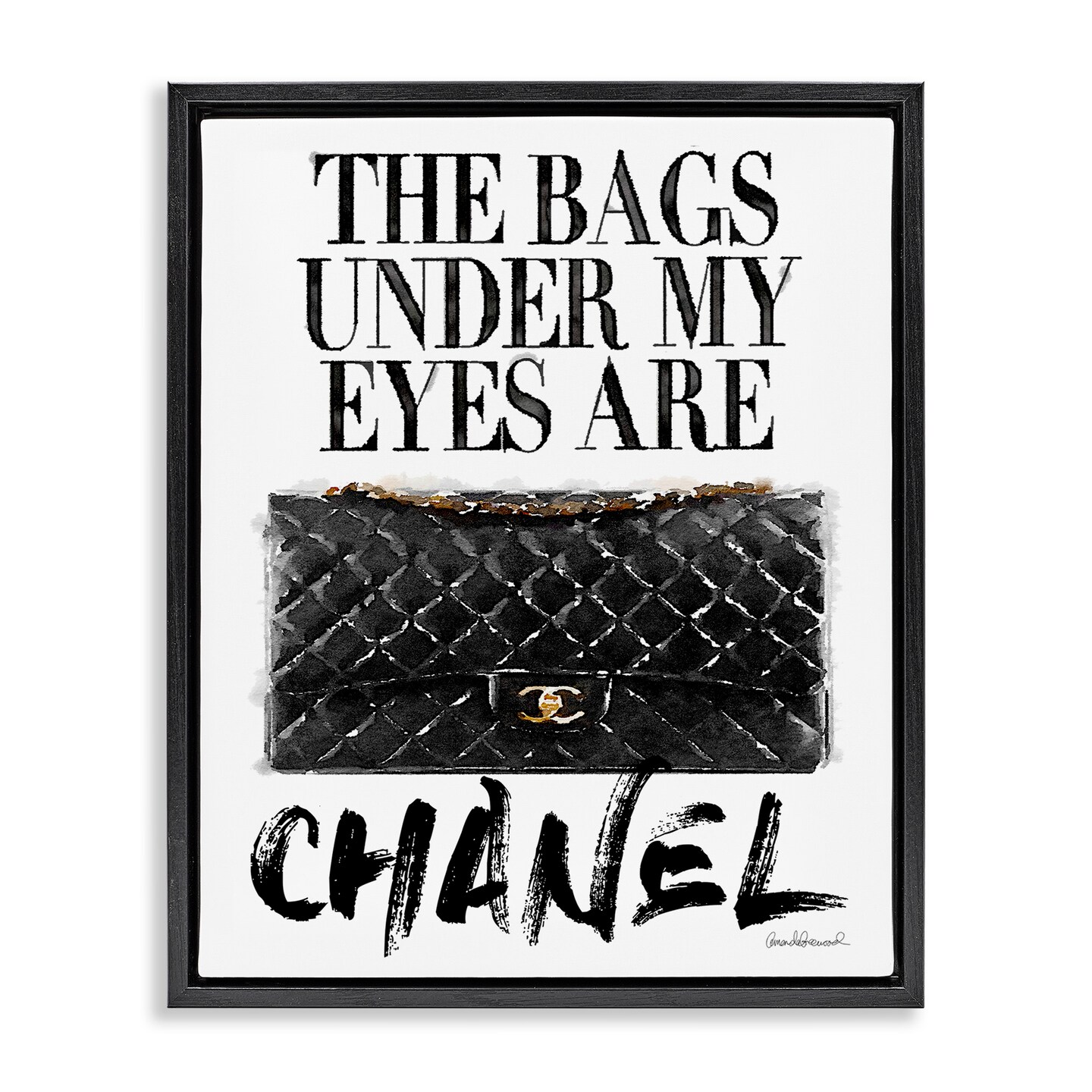 Stupell Industries Glam Bags Under My Eyes Framed Floater Canvas Wall Art