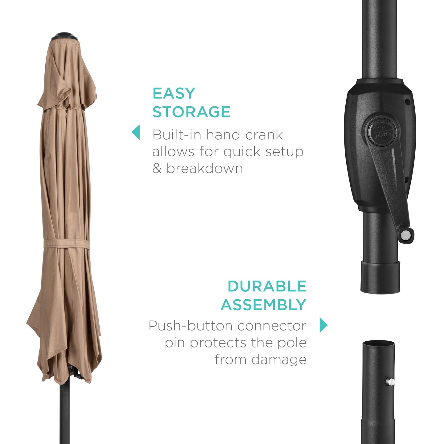 Best Choice Products 7.5ft Heavy-Duty Outdoor Market Patio Umbrella w/ Push Button Tilt, Easy Crank
