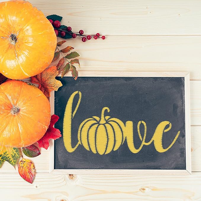 14 Pieces Fall Stencils Painting on Wood, Reusable Thanksgiving DIY Farmhouse Wood Signs Hello Fall: Gather Farm Fresh Pumpkin Turkey Templates for Home Decor Halloween Art Crafts, Assorted Sizes