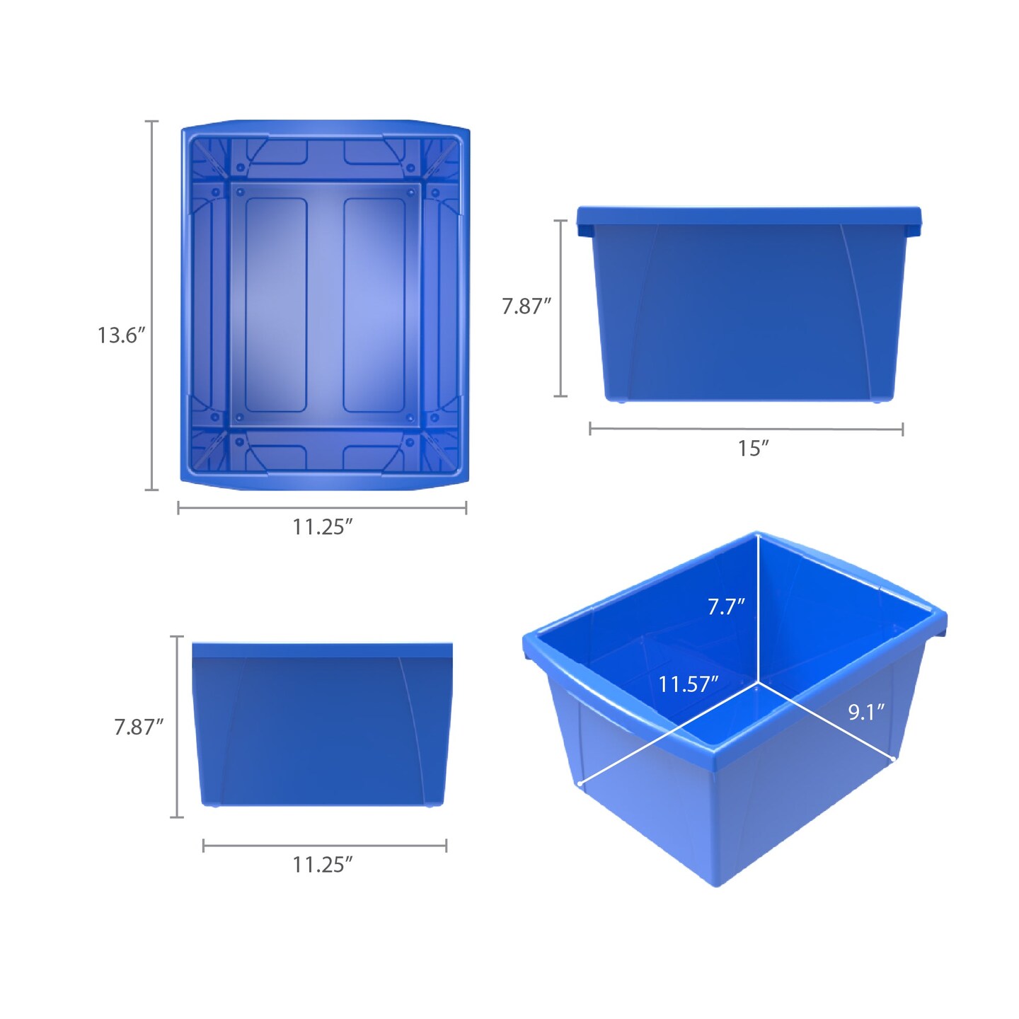 4 Gallon Storage Bin, Blue