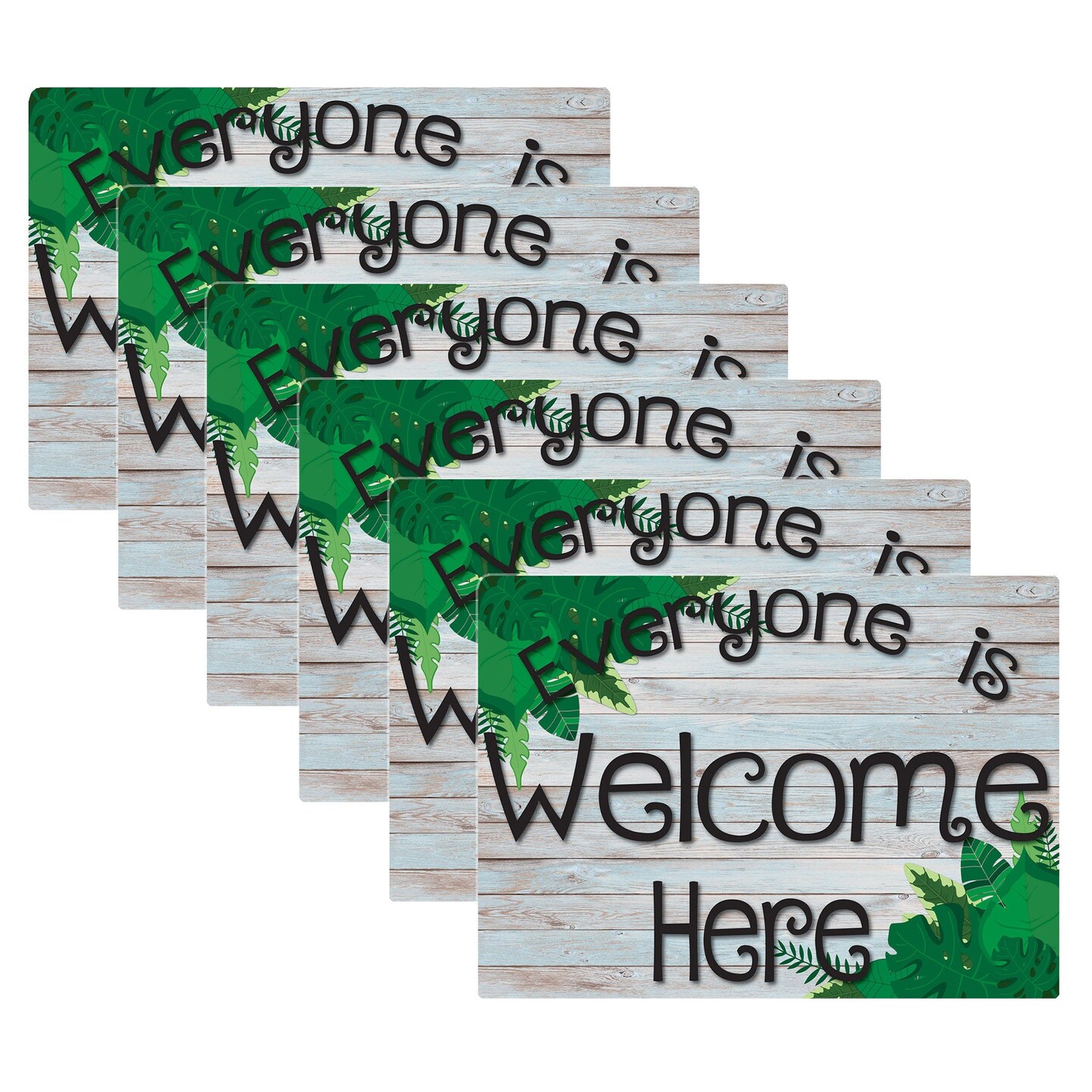 Computer Mouse Pad, 8&#x22; x 10&#x22;, Everyone is Welcome Here, Beech Wood, Greenery, Pack of 6