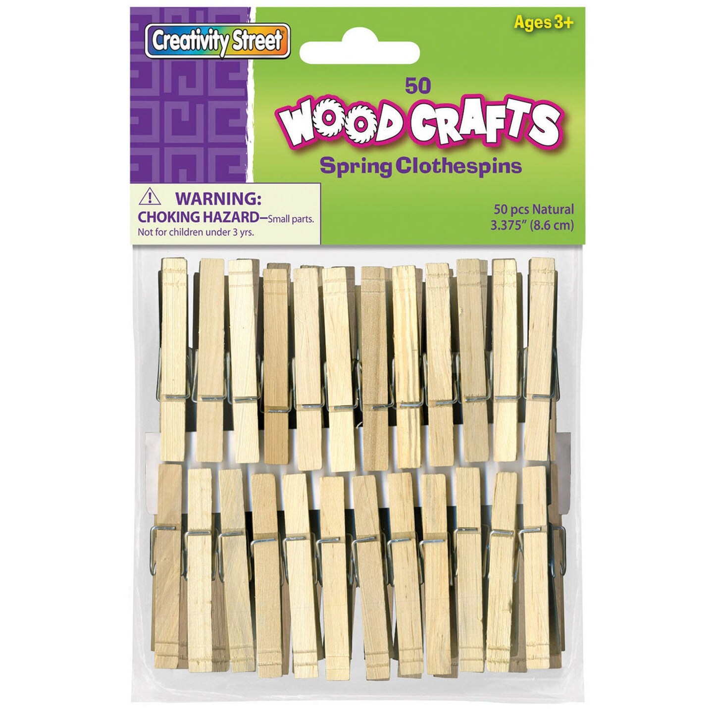 Spring Clothespins, Natural, Extra-Large, 3-3/8&#x22;, 50 Pieces