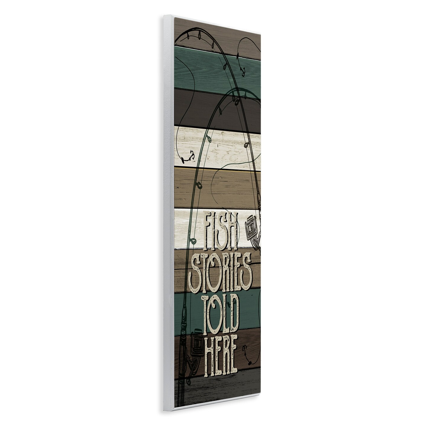 Stupell Industries Rustic Fishing Stories Phrase Wall Plaque Art