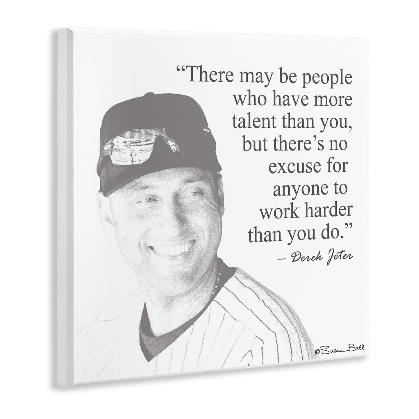 Stupell Industries Work Hard Derek Jeter Quote Wall Plaque Art