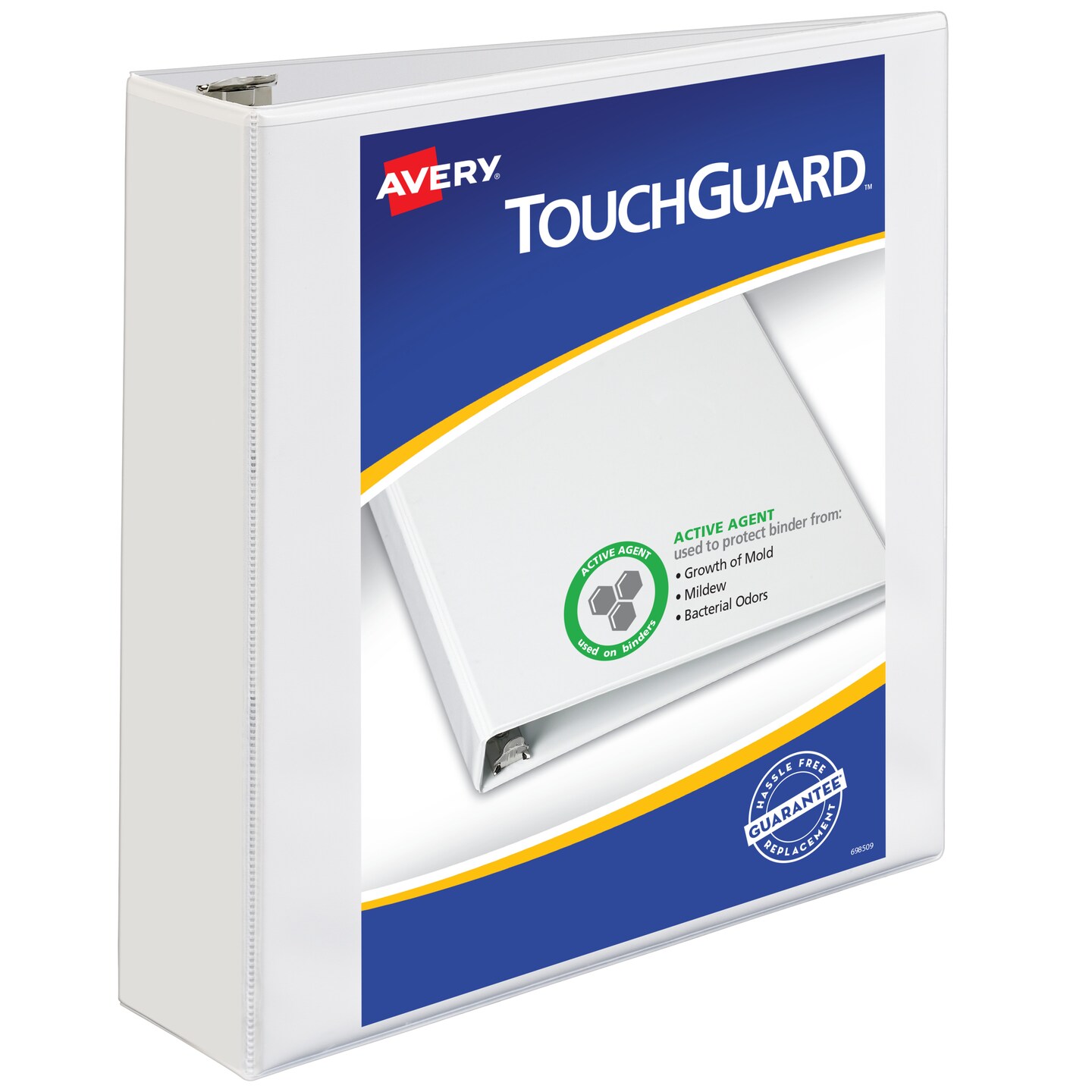 Avery TouchGuard Protection 3 Ring Binder, Customizable Cover, 2 Inch Slant Rings, 1 White Binder (17143)
