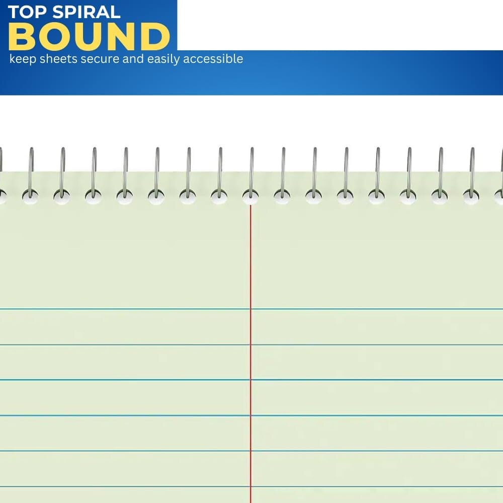 Steno Pads 6X9, Steno Pads, Spiral Steno Pads, Gregg Rule, Green Tint, 6 X 9, 80 Sheets, 12 Pack