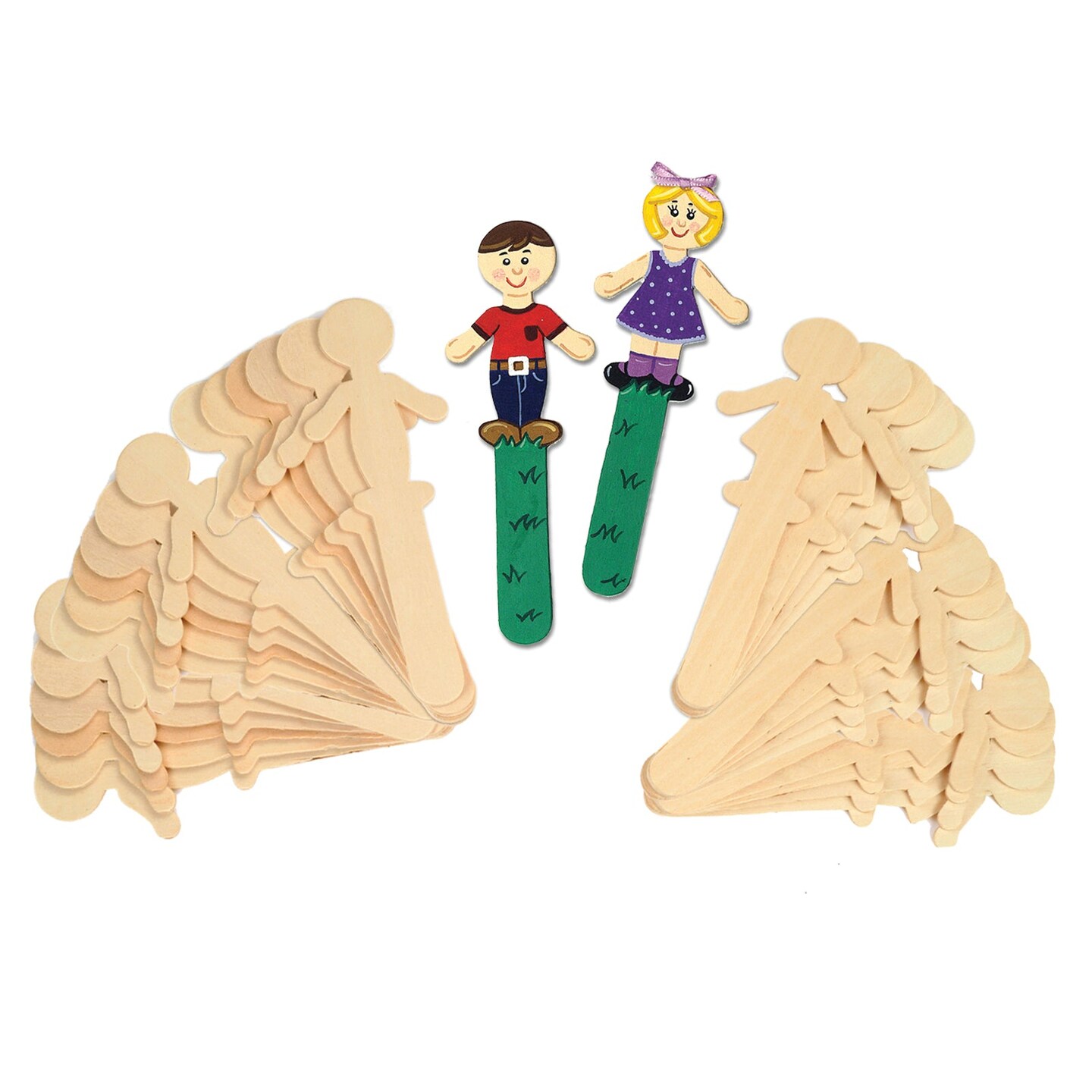 Natural Wood Craft Sticks, People, 5-1/2&#x22; Tall, 36 Pieces