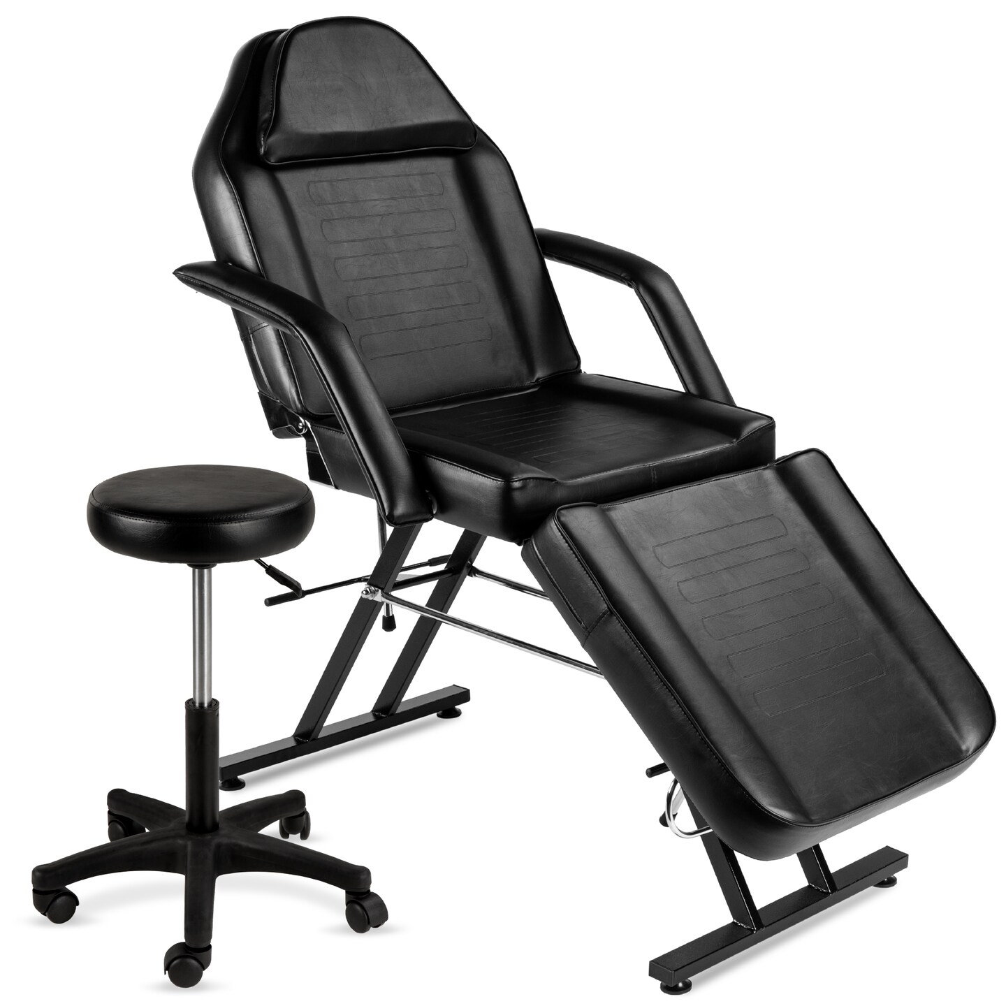 Best Choice Products 71in 3-Section Massage Bed, Spa &#x26; Salon Facial, Tattoo Chair w/ Hydraulic Stool - Black