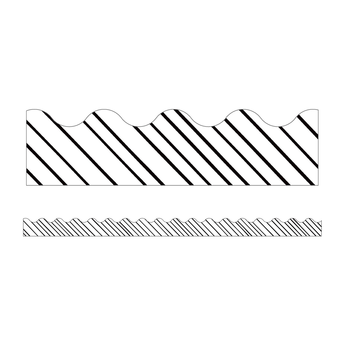 Kind Vibes Black &#x26; White Stripes Scalloped Borders, 39 Feet