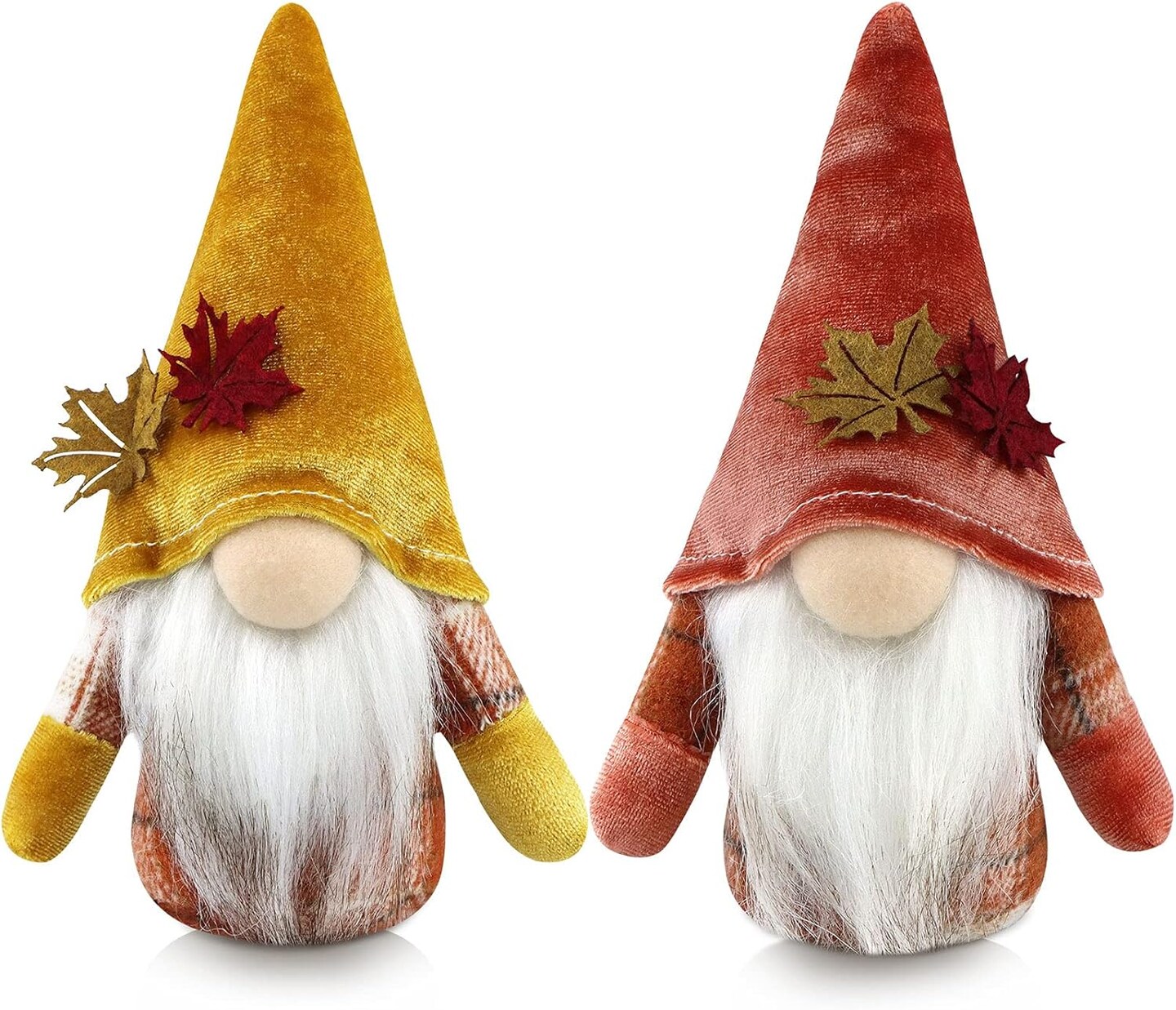 2 Pieces Thanksgiving Gnomes Plush Fall Decorations for Home Autumn Harvest Maple Leaf Handmade Tomte Ornaments Tabletop Party Figurines.