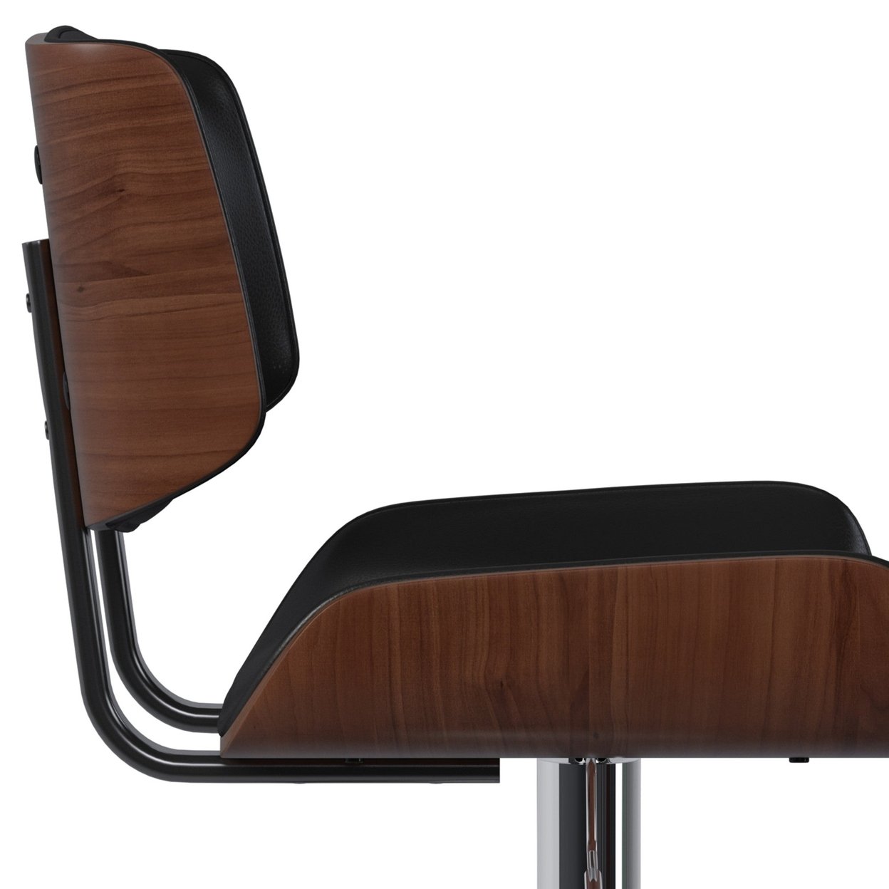 Holland Adjustable Bar Stool Faux Leather Swivel Mid-Century Design Wood Back