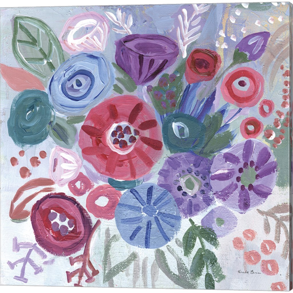 Floral Jewels by Farida Zaman 14&#x22; x 14&#x22; Canvas Wall Art (Set of 2)