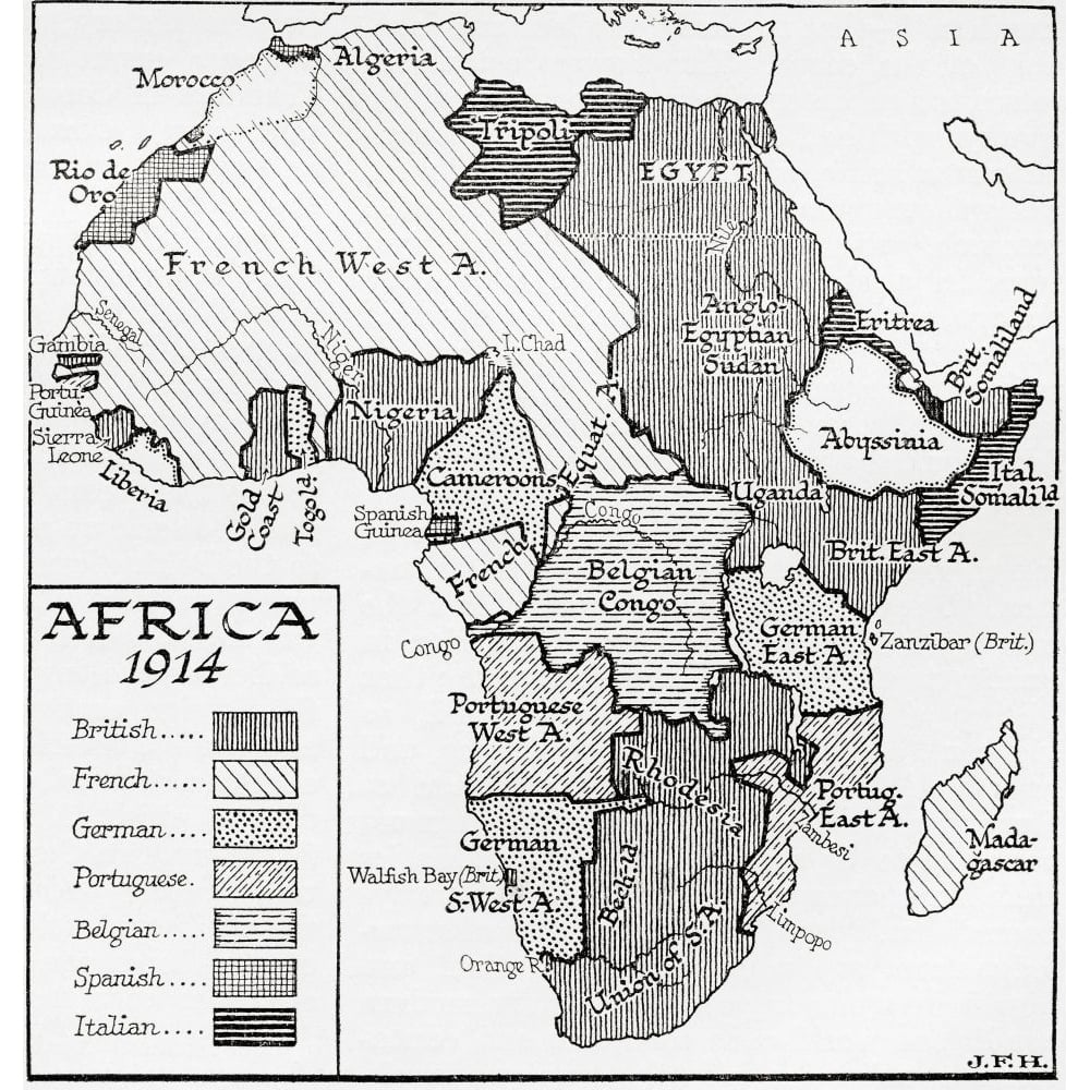 Map Of Africa In 1914. From The Book Outline Of History By H.G. Wells Published 1920. Poster Print By Ken Welsh (14 X