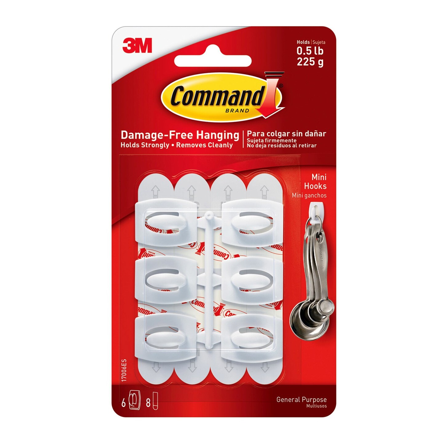 Command&#x2122; Mini Hooks, White, 6 Count