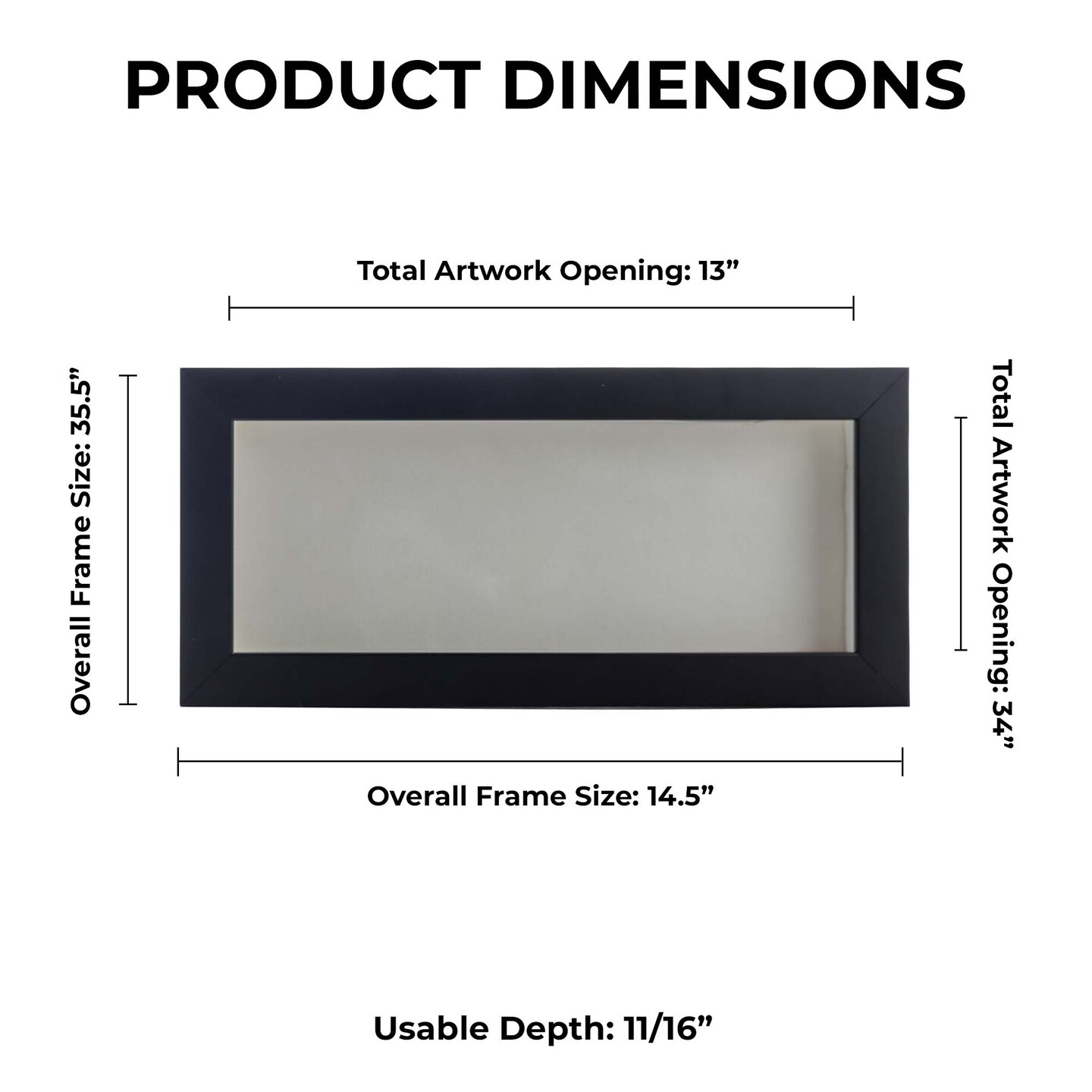 Classic Black Wood Shadown Box Frame with Acrylic Front - White Suede Backing, 30 Sizes