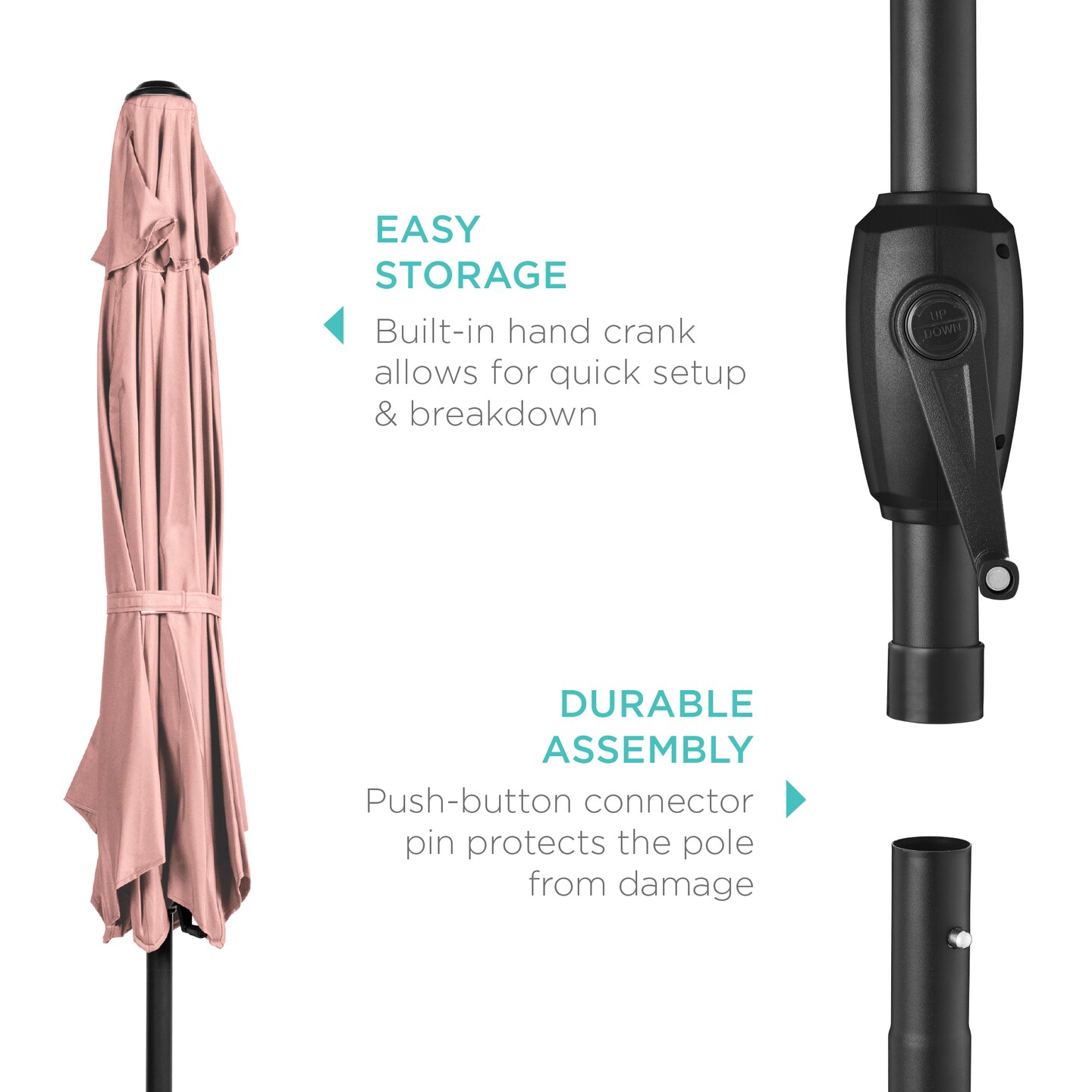 Best Choice Products 7.5ft Heavy-Duty Outdoor Market Patio Umbrella w/ Push Button Tilt, Easy Crank