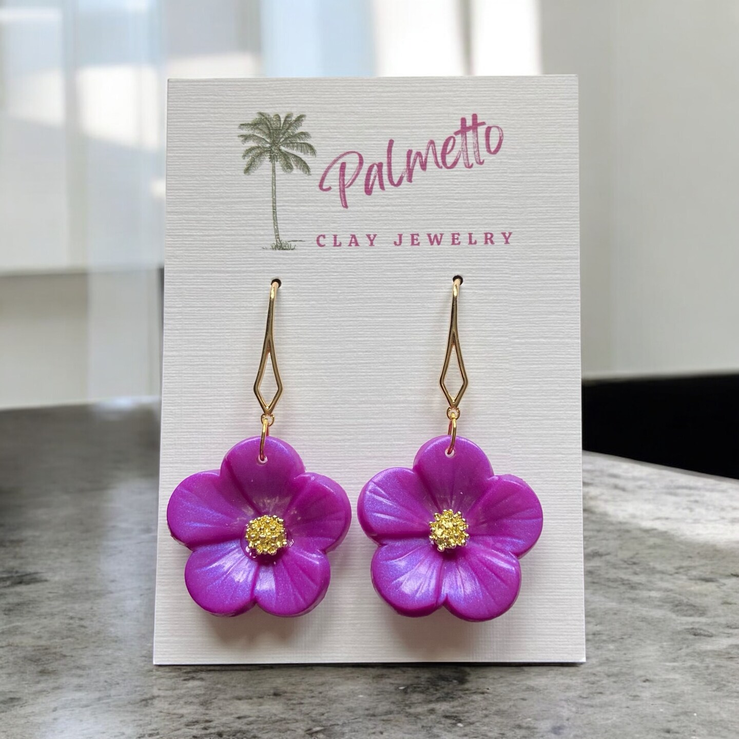 Purple Molded Flower Polymer Clay Earrings MakerPlace by Michaels