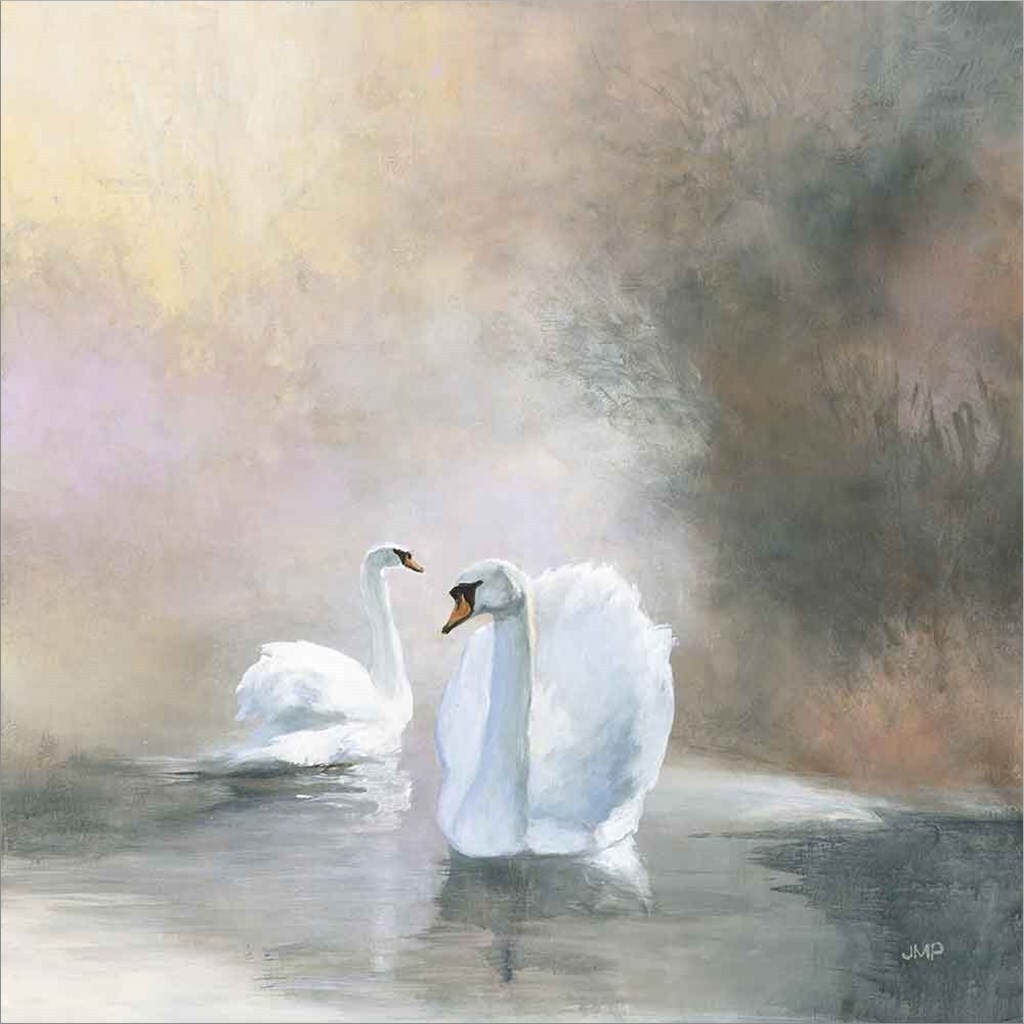 Swans in Mist by Julia Purinton 24&#x22; x 24&#x22; Canvas Wall Art