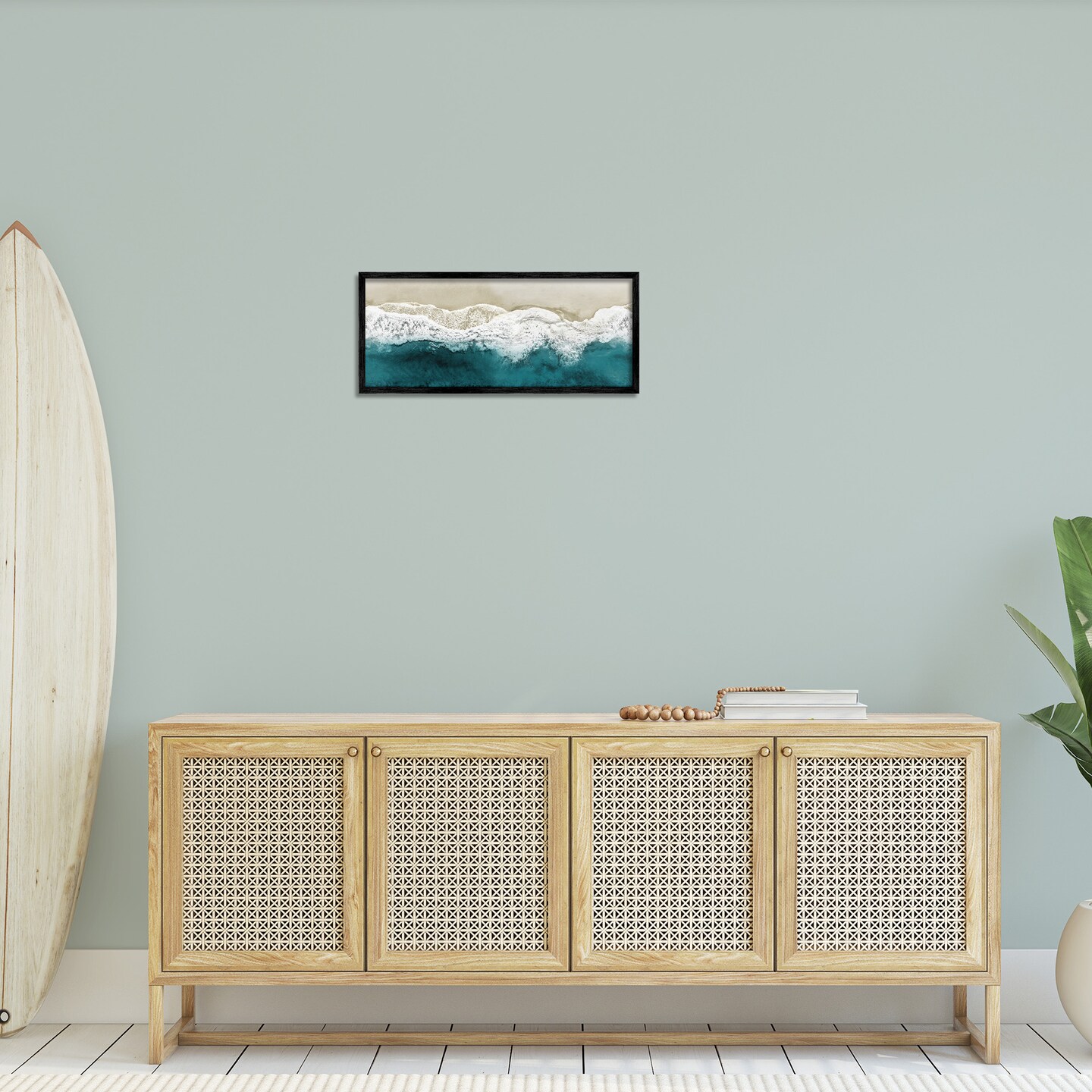 Stupell Industries Foamy Beach Coast Deep Ocean Framed Giclee Art