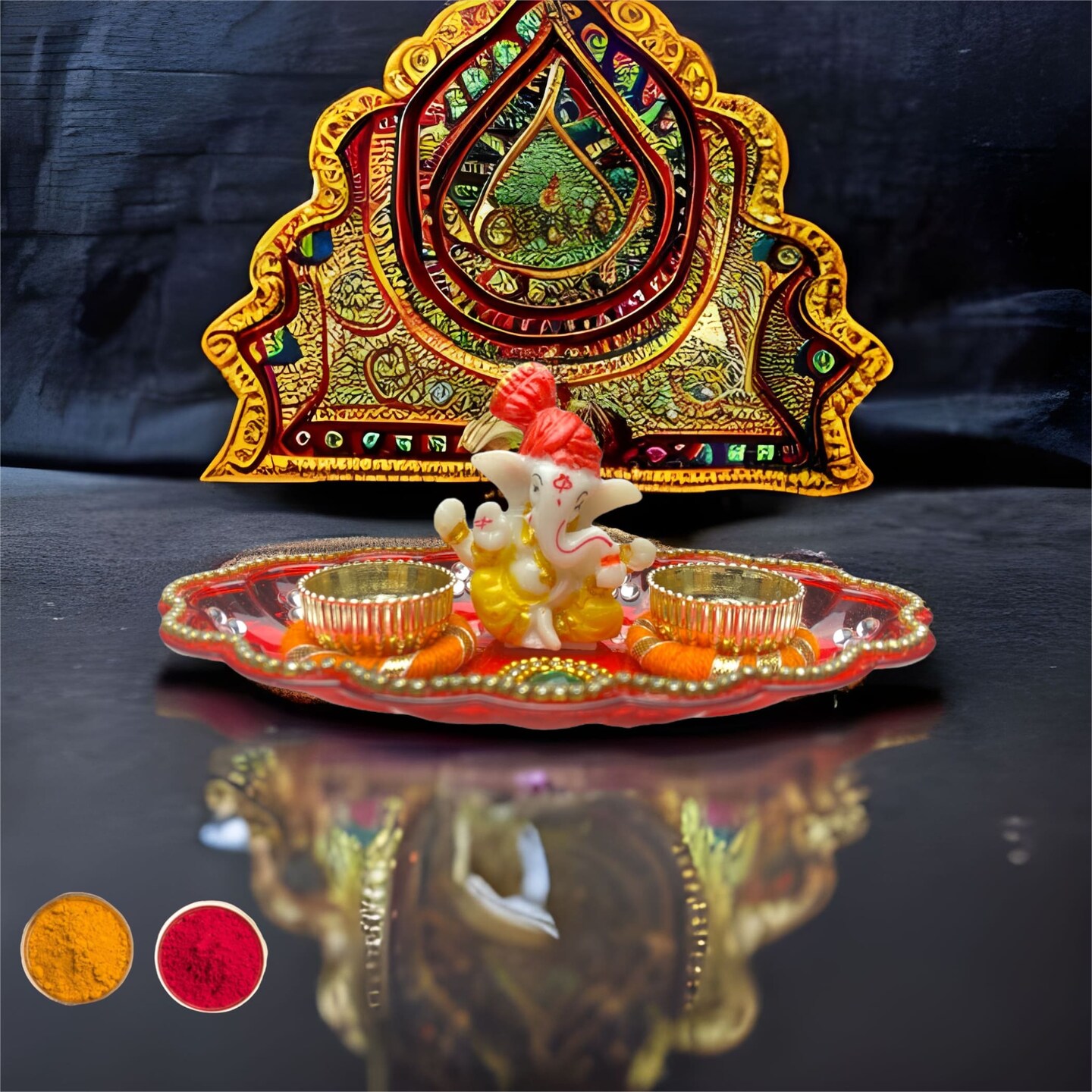 Ganesha Haldi Kumkum Holder Thali, Pooja Return Gift, Indian Housewarming Gifts, Shivratri, Wedding Favor, Navarathri Favors, Baby Shower