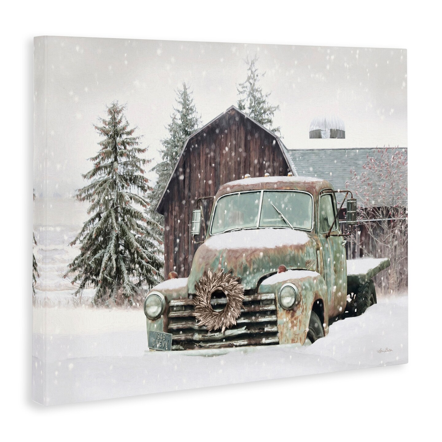 Stupell Industries Winter Rural Vintage Truck &#x26; Barn Canvas Wall Art