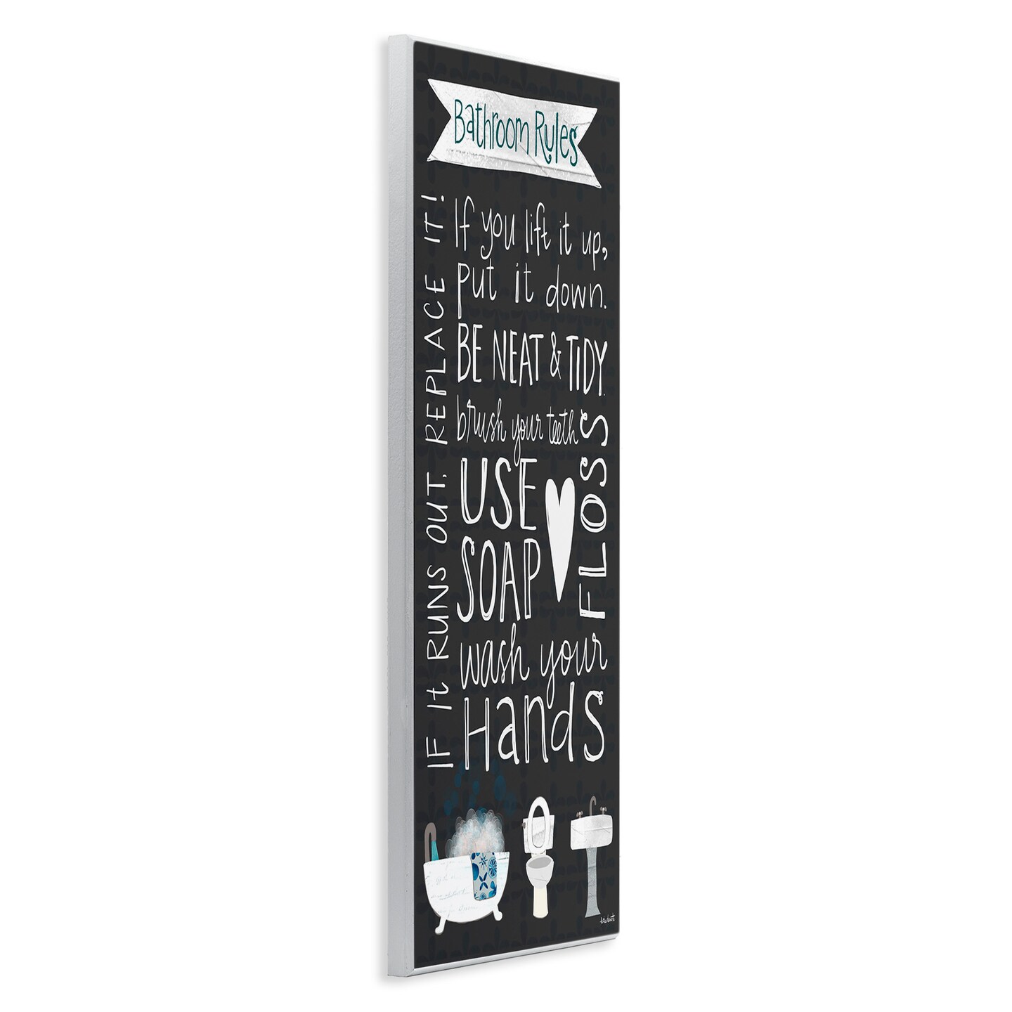 Stupell Industries Whimsical Bathroom Rules Sign Wall Plaque Art