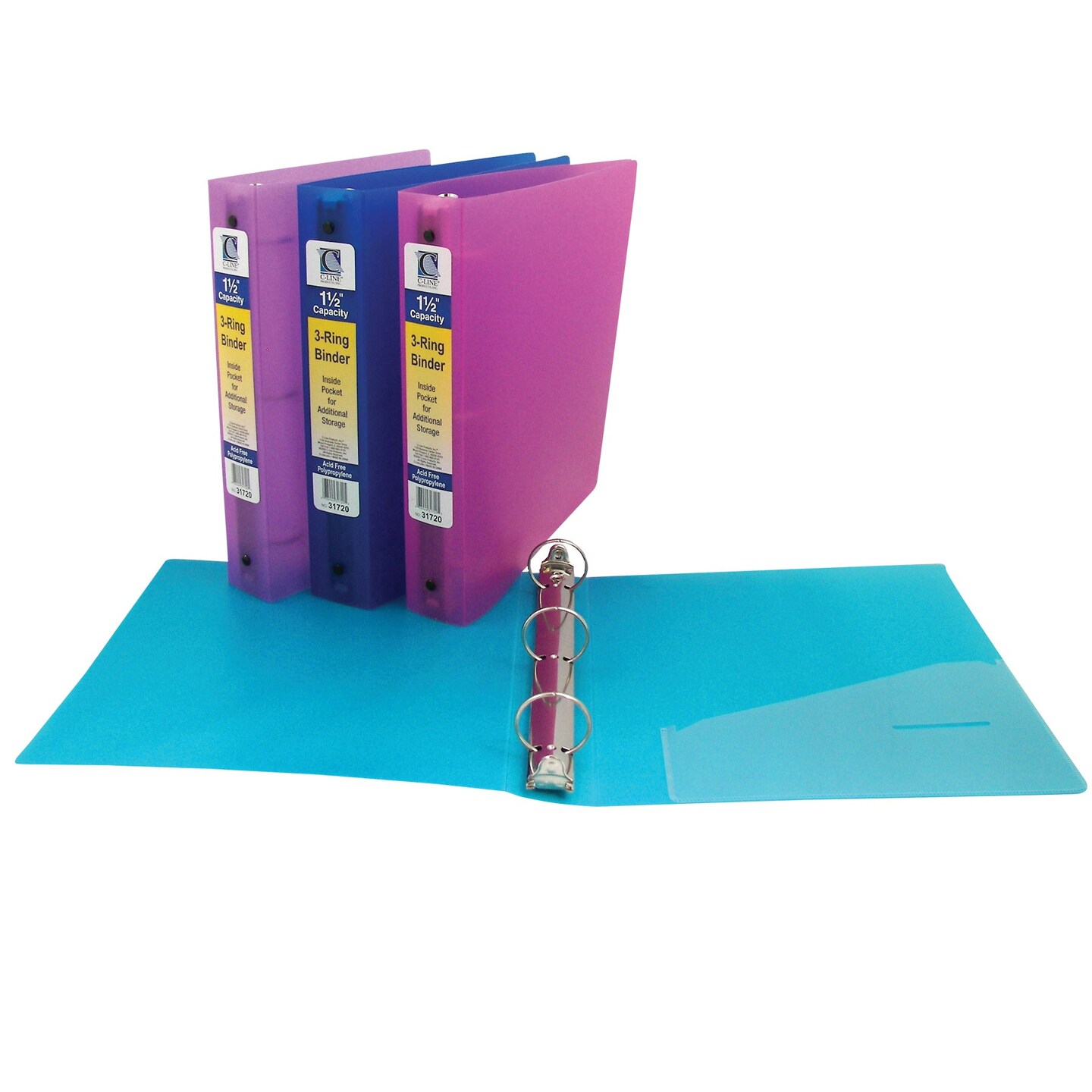3-Ring Binder, 1-1/2&#x22; Capacity, Assorted Colors