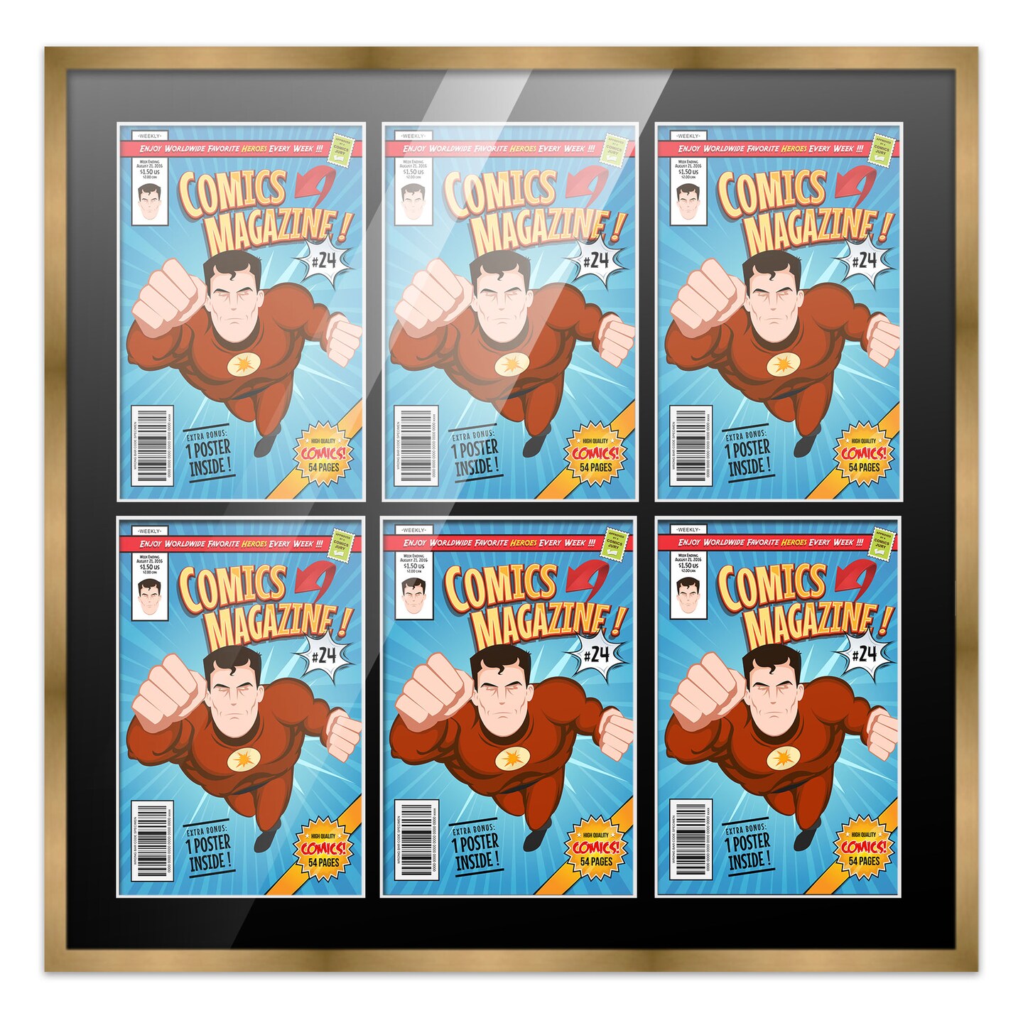 Comic Book Frame with Mat for 6 Golden Age Comics Published Between ...