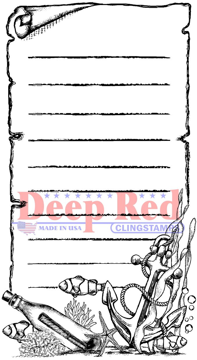 Deep Red Stamps Sea Notes Rubber Cling Stamp