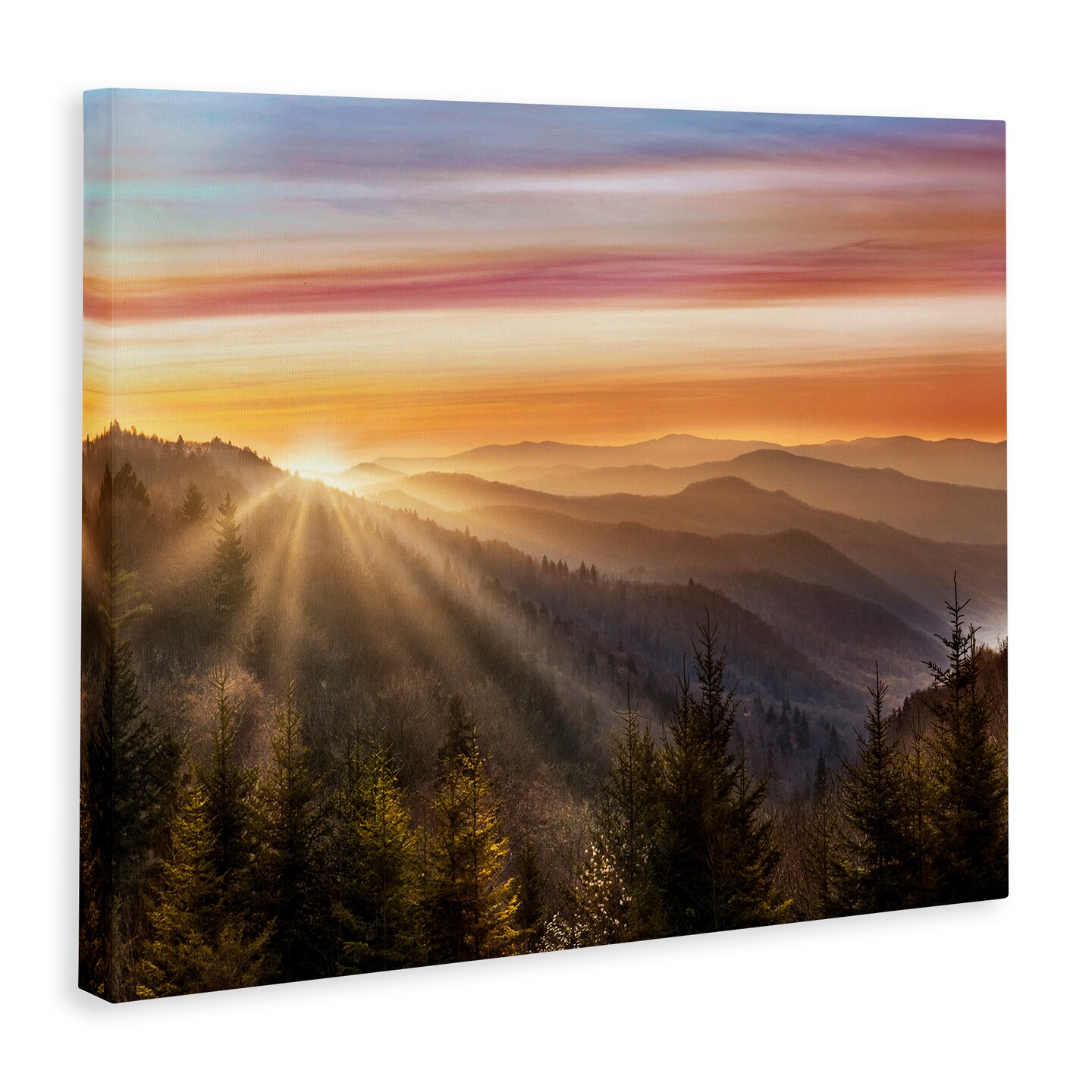 Stupell Industries Sunrise Mountain Forest Skyline Canvas Wall Art