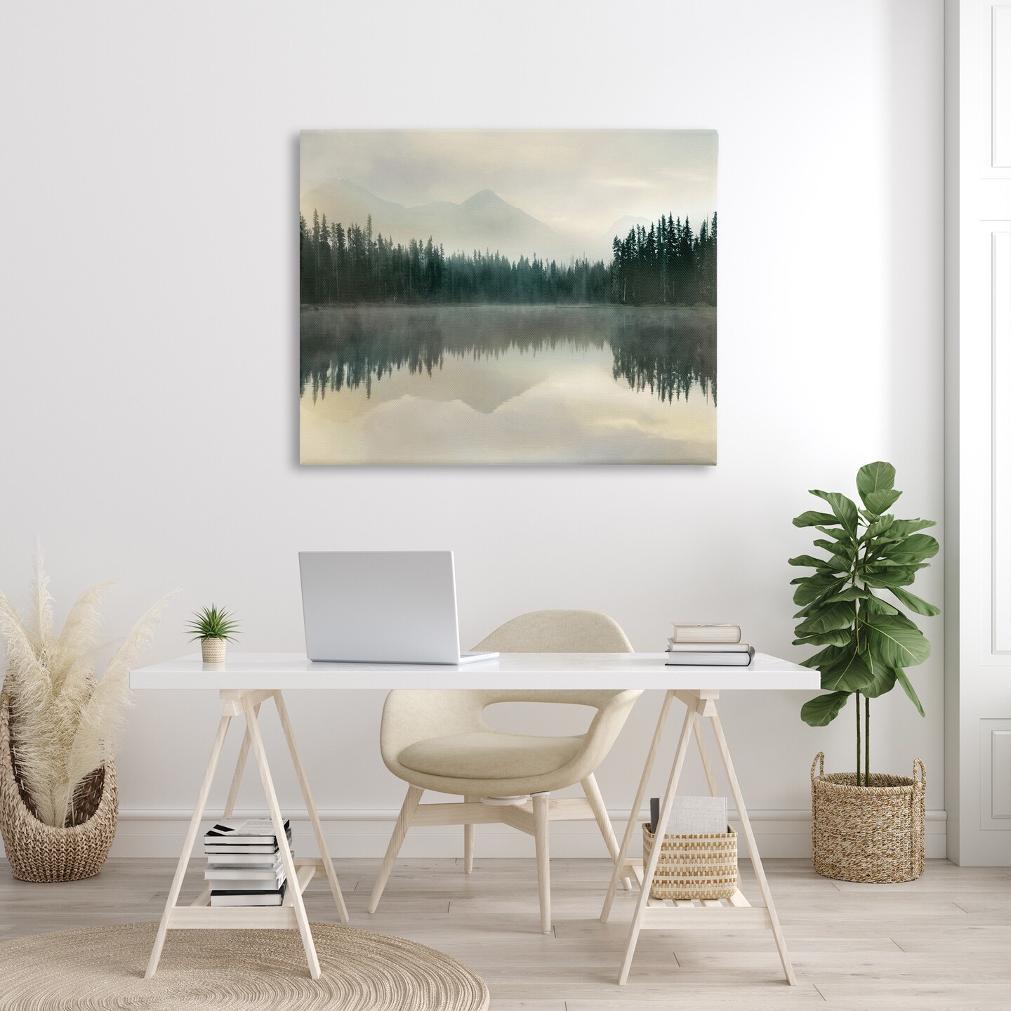 Stupell Industries Foggy Lake Forest Landscape Canvas Wall Art