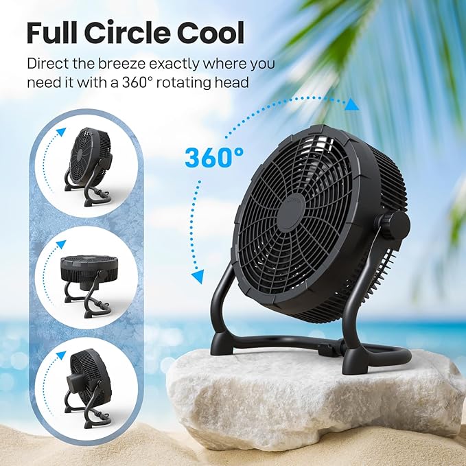 Air Choice&#xAE; 12&#x22; Portable Battery Fan: 360&#xB0; Tilt, 20H Run Time, 9 Speeds