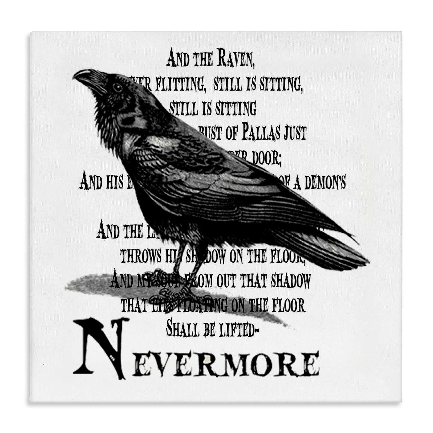 Stupell Industries Creepy Halloween Black Crow Raven Canvas Wall Art