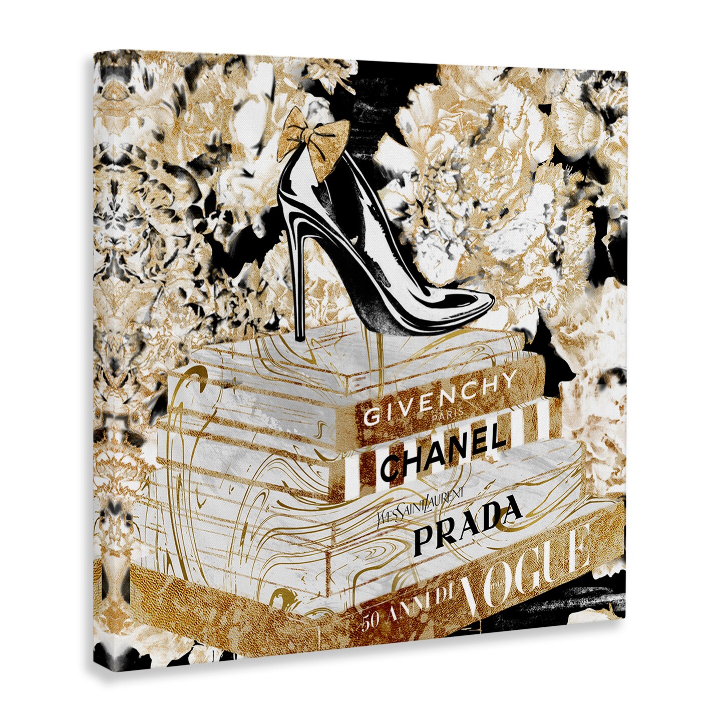 Stupell Industries Designer Fashion Heels &#x26; Books Canvas Wall Art