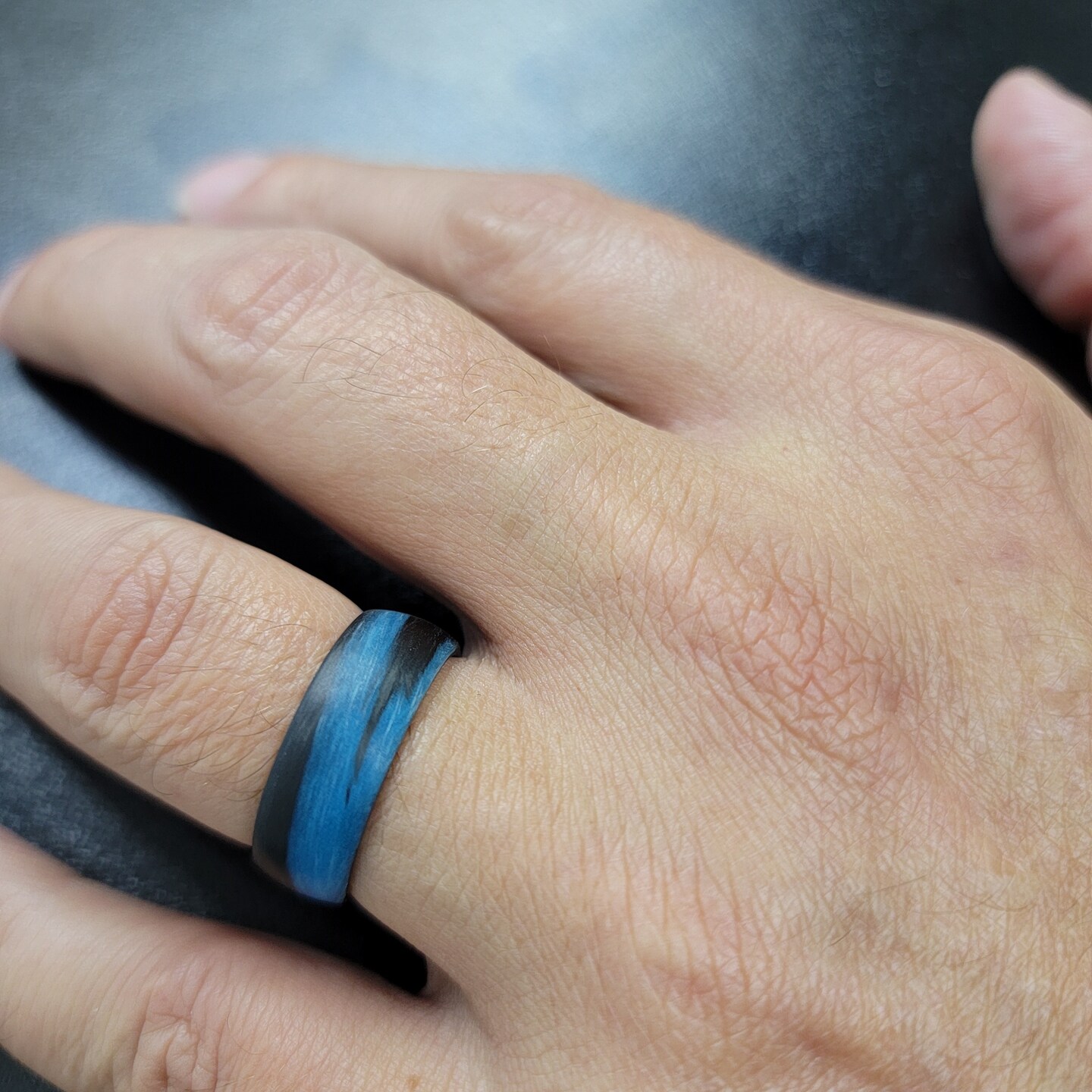 Carbon Fiber Blue Glow Ring newest