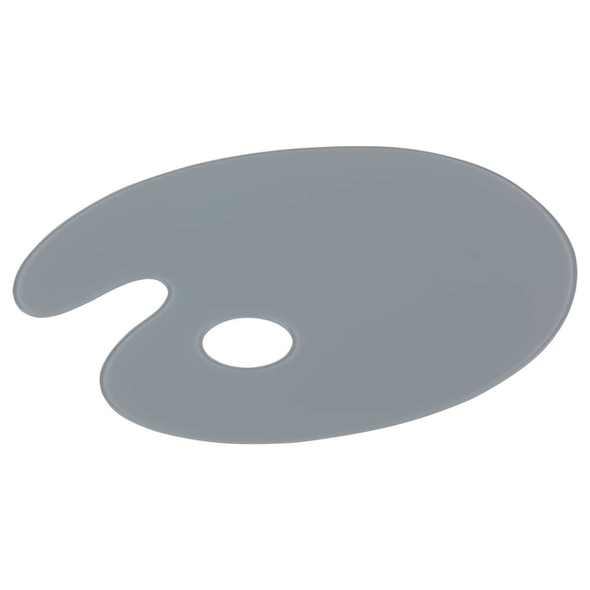 New York Central Grey Tempered Glass Palette 10x14&#x22; Oval &#x2013; Scratch-Resistant, Easy-to-Clean Artist Palette for Precise Color Mixing, Reduced Glare, Solvent-Resistant