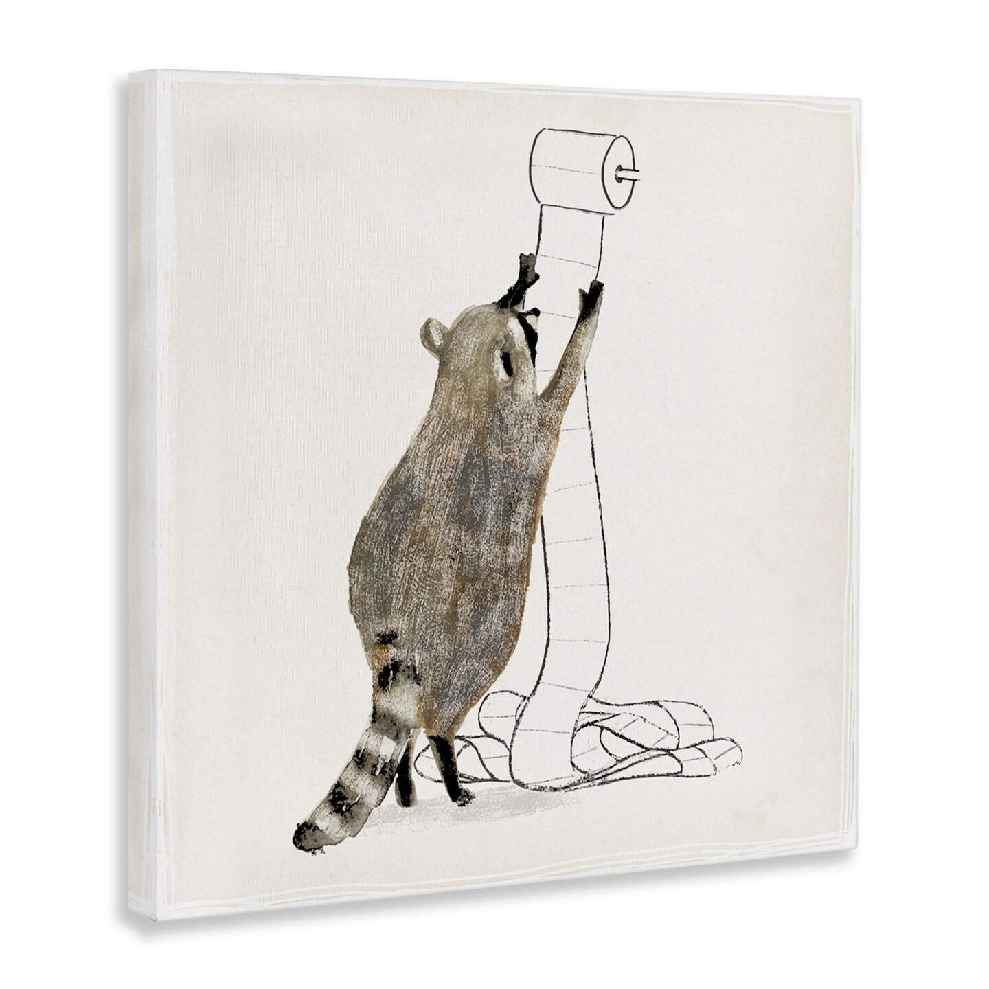 Stupell Industries Raccoon Toilet Paper Hoarder Canvas Wall Art