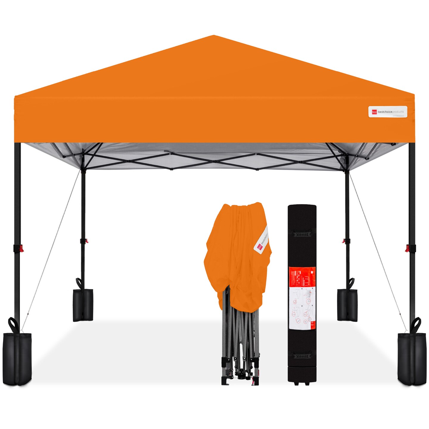 Best Choice Products 10x10ft Easy Setup Pop Up Canopy w/ 1-Button Setup, Wheeled Case, 4 Weight Bags