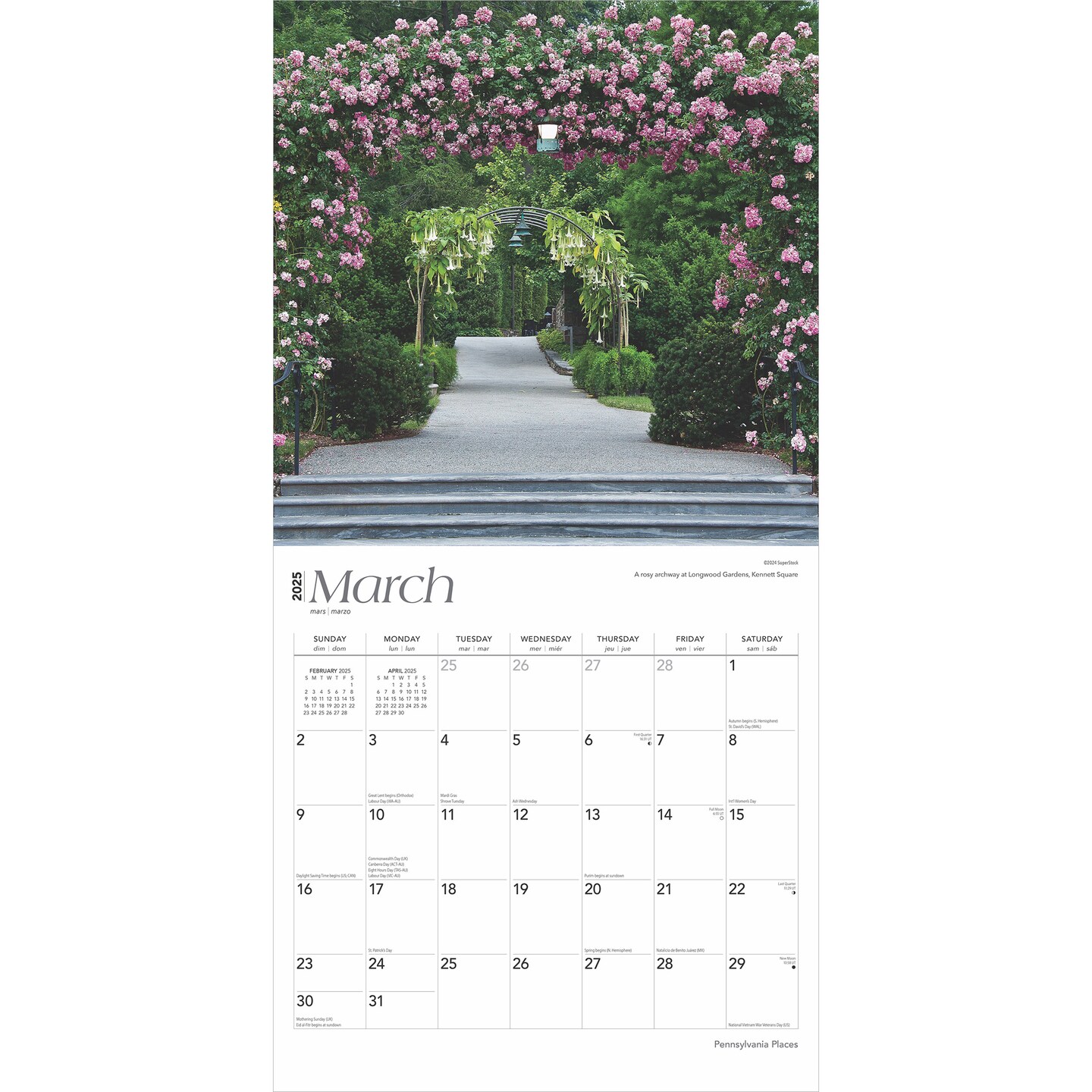 Pennsylvania Places | 2025 12 x 24 Inch Monthly Square Wall Calendar | Plastic-Free | BrownTrout | USA United States of America Northeast State Nature
